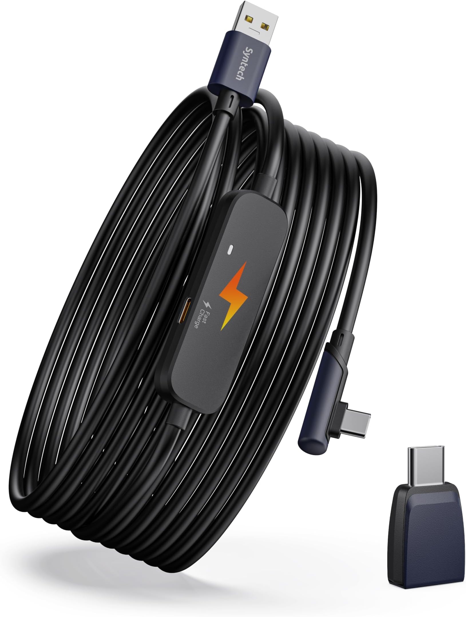 Syntech Link Cable with Charging 16FT Compatible with Meta Quest 3S/3 Accessories, Quest2/Pro, Pico4, Next-Gen VR Cable with USB 3.0 A to C Adapter for SteamVR, Charge & Link Simultaneously, Black