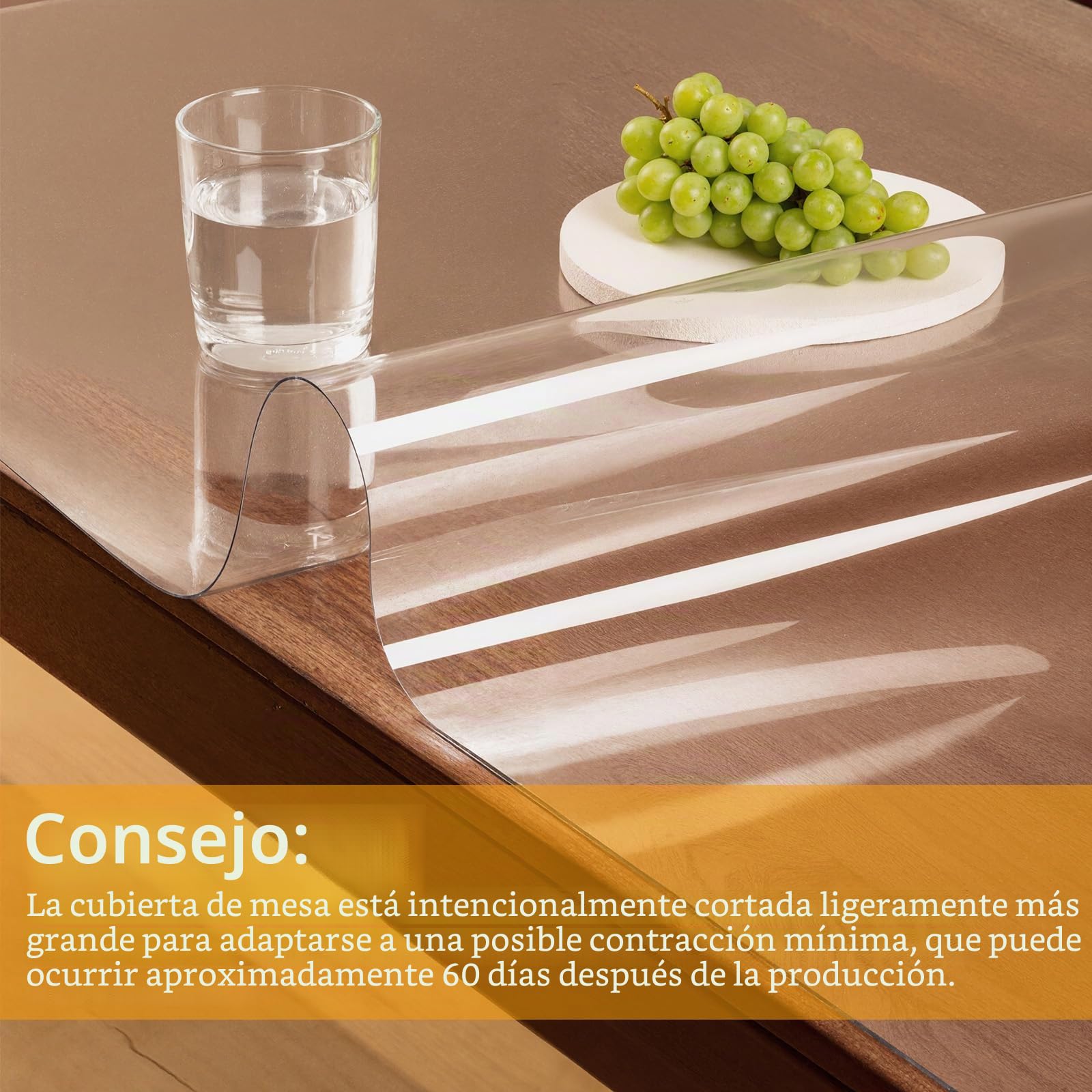 Protector Mesa Transparente, 90 x 180cm Mantel Hule PVC Transparente, Cubre Mesa Comedor Rectangular, Protector de Mesa Impermeable y Antimanchas, Antiarañazos, Fácil de Limpiar, Cortable a Medida