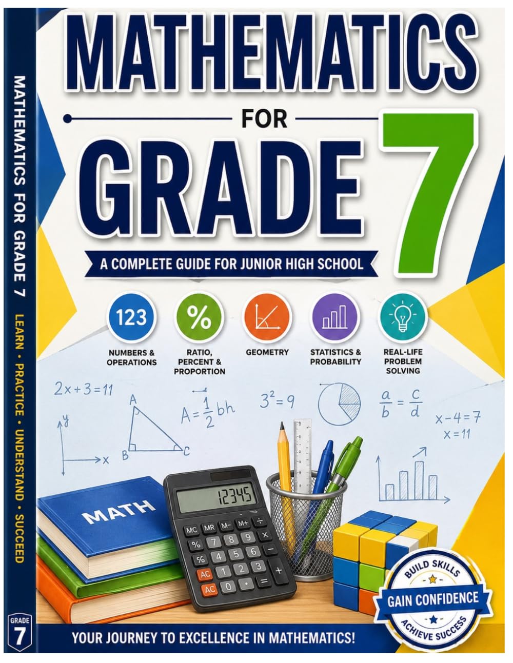 Mathematics for Grade 7: Beginner-Friendly Workbook with Step-by-Step Lessons, Exercises, Quizzes, and Answer Keys