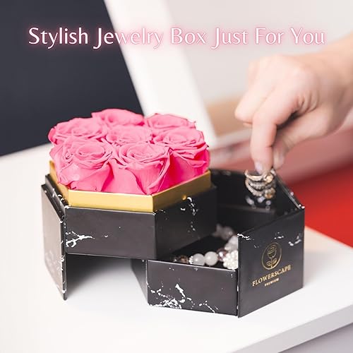 Miniatura 3 de Flores para el día de la madre para mamá, rosas Foever en una caja, ramo de flores frescas, rosa eterna, regalos de cumpleaños de aniversario para