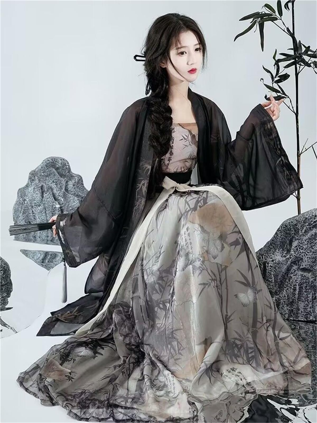 4XL Hanfu Sukienka Kobiety Piosenka Dynasty Nowoczesny Styl Oversized Cosplay Kostium Lato Czarny Hanfu Zestawy