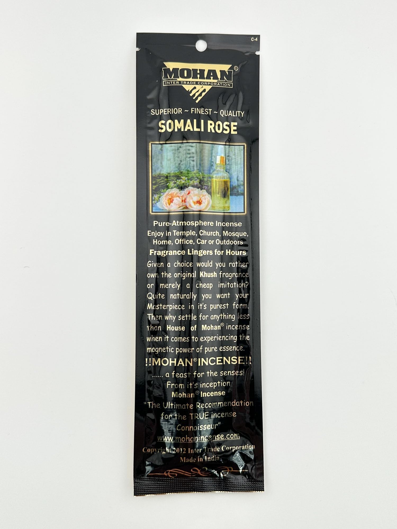 Mohan Incense Somali Rose Scent 1 Pack 250 Sticks (8 Inches Tall) - (Somali Rose)