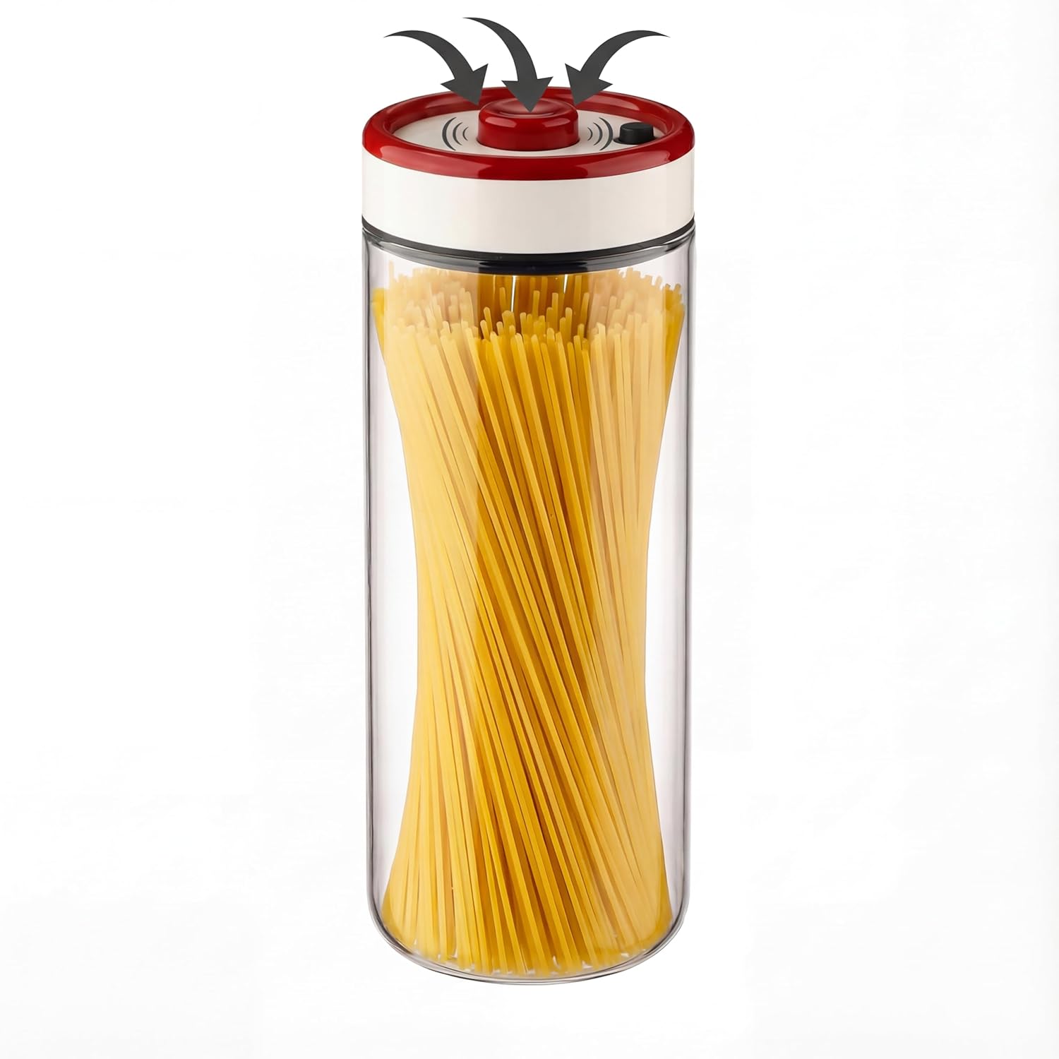Press-Type Vacuum Seal Glass Food Storage Container - Airtight Canister for Coffee Beans, Tea, Sugar & Nuts - High Borosilicate Glass & BPA-Free - Secure Twist-to-Open Lid