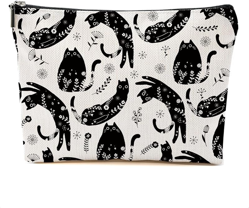 Necessaire de maquiagem DHKG com estampa de gatos, multicolorida 0589