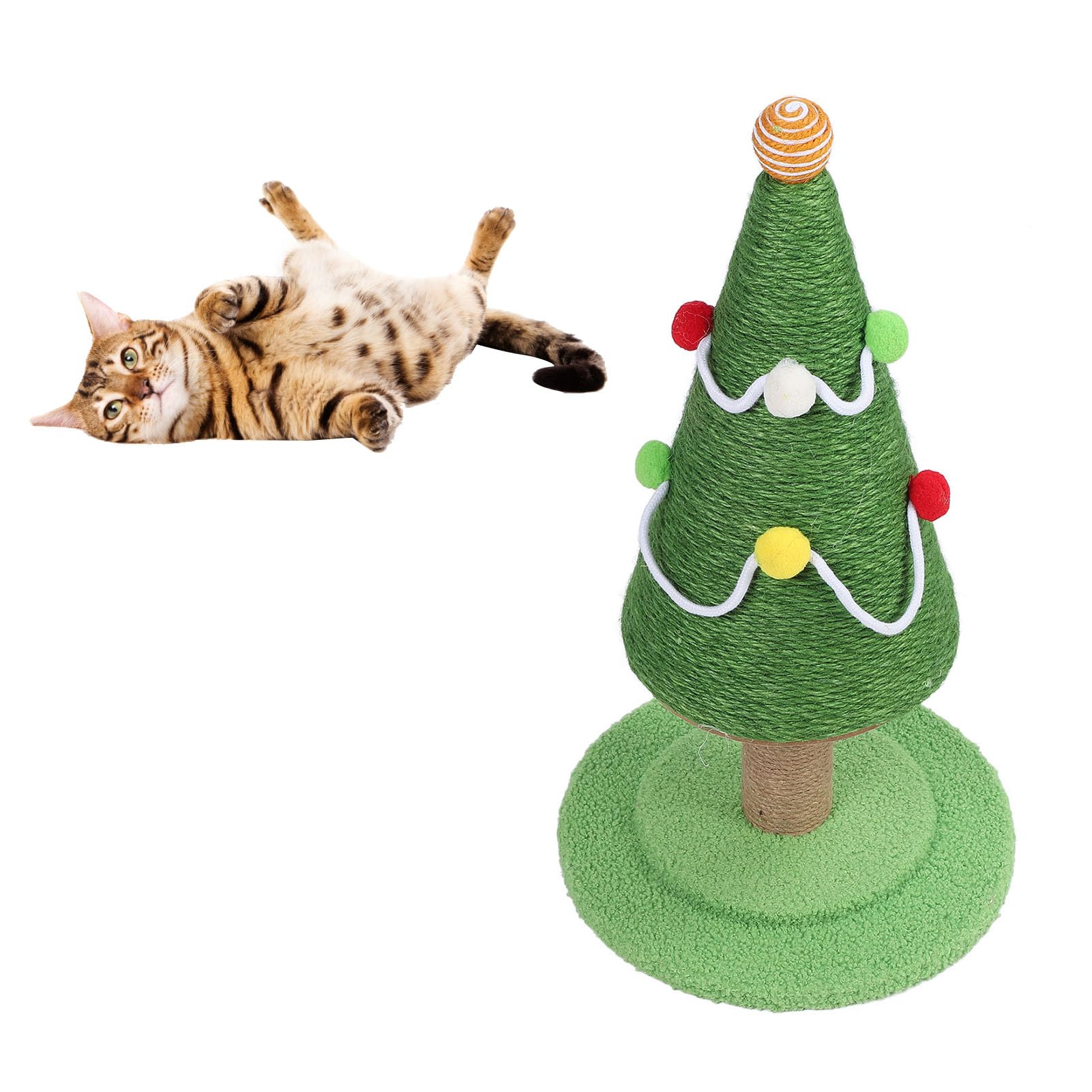 Christmas Cat Tree Tower – 36.6" Festive Cat Scratcher With Sisal Post, Hanging Toys & Cozy Bed