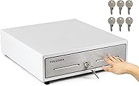 Vista 9 de Volcora Cajón manual para caja registradora de 16" para sistema de punto de venta (POS), cajón blanco resistente parcialmente extraíble con 5