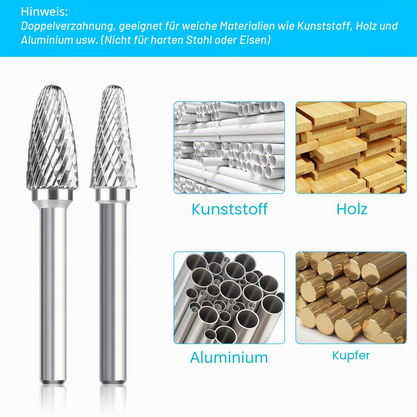 Linkstyle 10 Stück Wolframcarbid Fräser Bit Set, Hartmetall Rotary Schaftfräser Raspel Set mit 6mm Schaft für Schleifen Schnitzen Polieren
