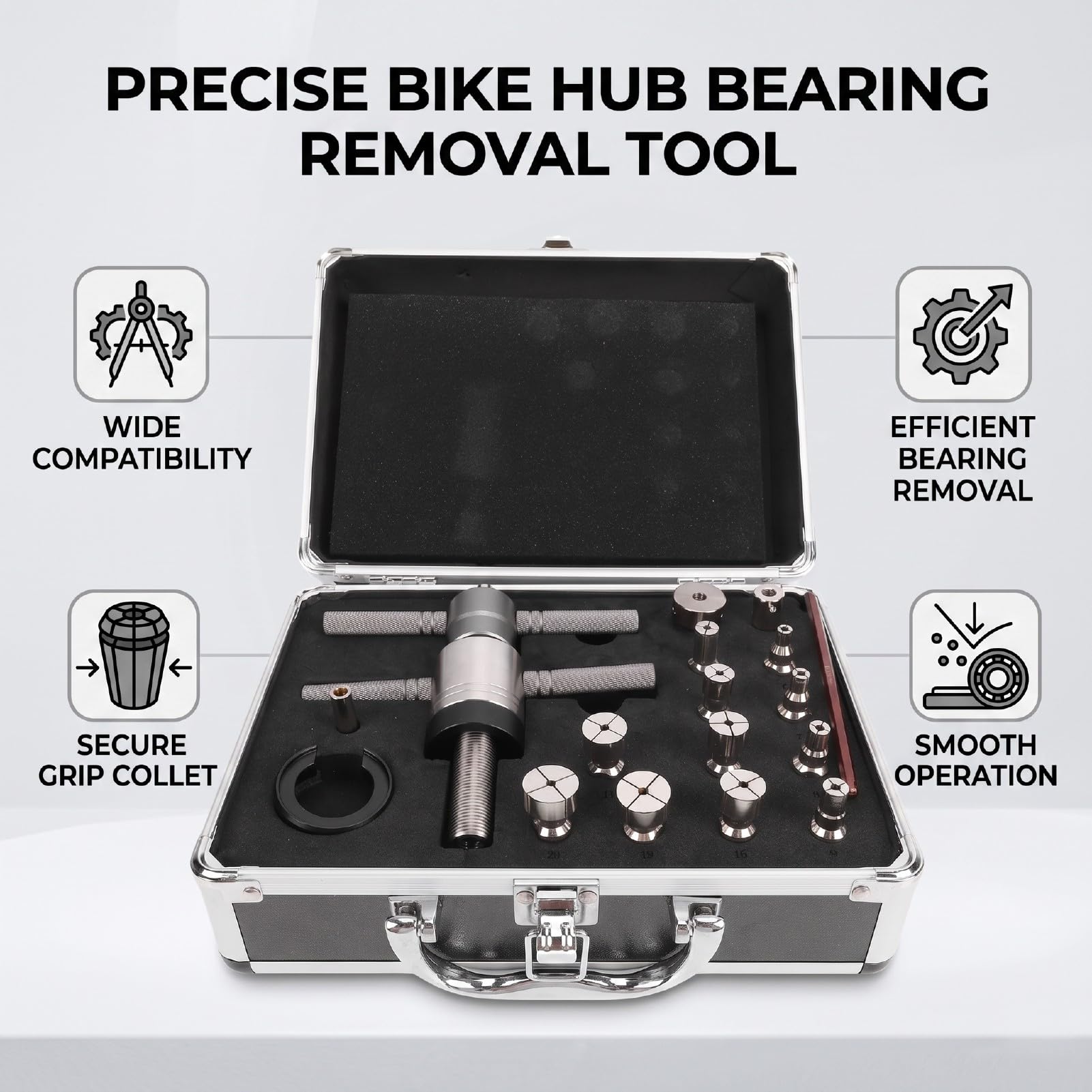 banapoy Herramienta de Extracción de Cojinetes de Buje de Bicicleta, Extractor Cojinetes Pinza Expansible, para Reparación Interiores 6 a 20 Mm y Exteriores de 14 a 39 Mm