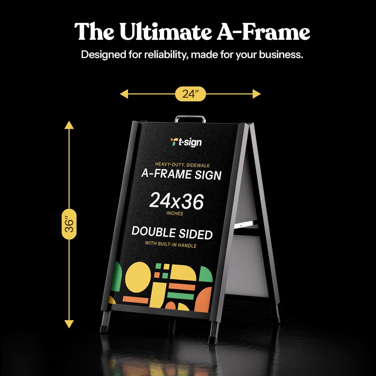 T-SIGN A-Frame Sign for Outdoors, Sidewalk Menu Board 24 X 36 Inch Folding Slide-in Board - Heavy Duty Portable Sandwich Board, Metal Double Sided 2 Corrugated Plastic Poster Boards for Restaurants - Image 7