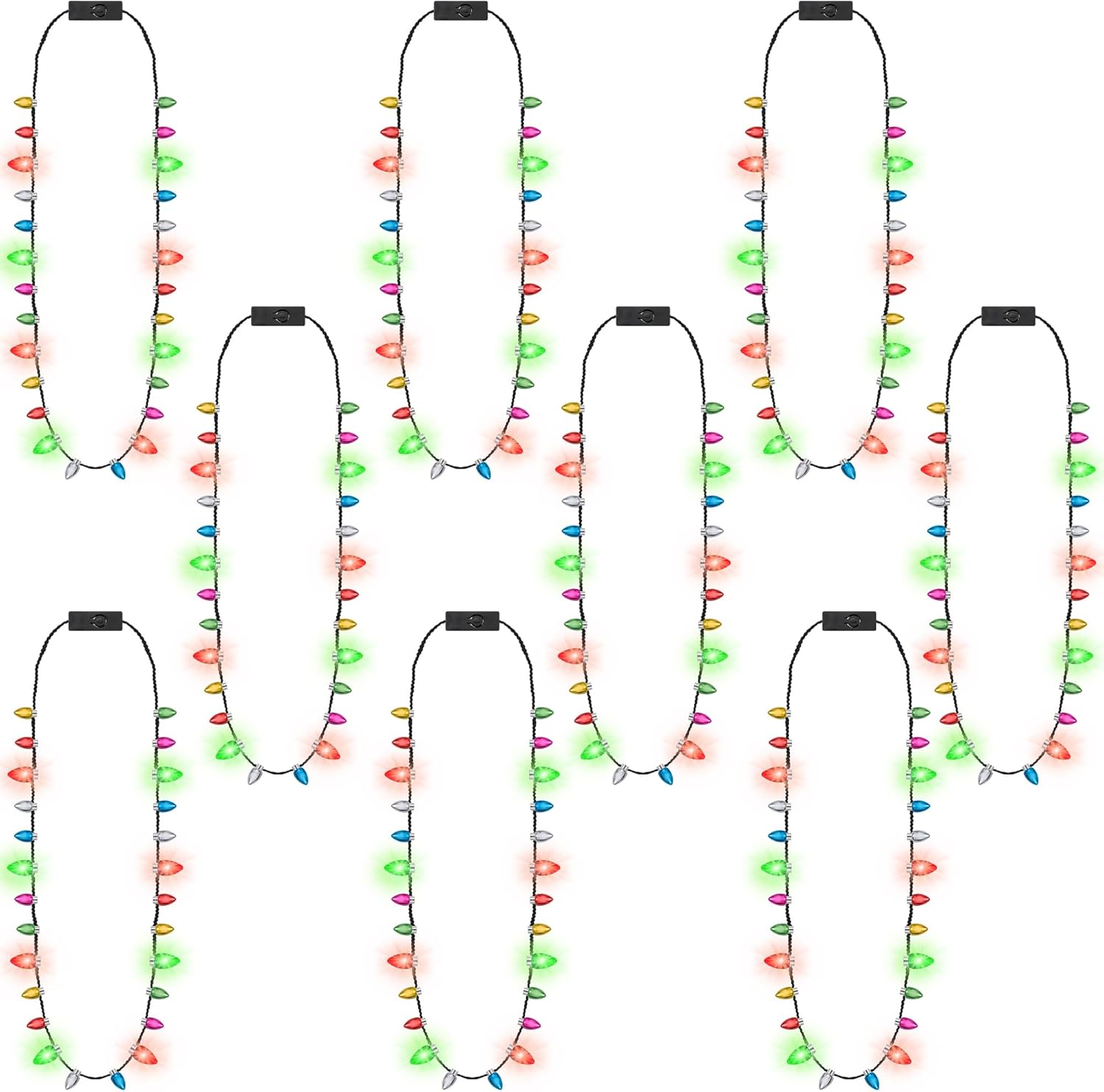 Strawberry Necklaces Light up with 8 Lighting Bulbs, Christmas Necklaces Decor Party Decorations Supplies Ugly Sweater Accessories