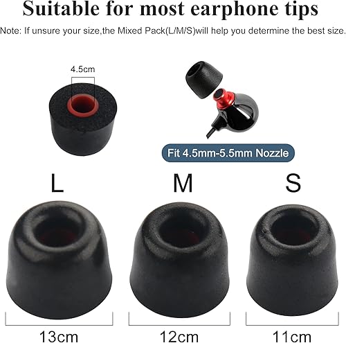 Miniatura 9 de 6 pares de puntas de espuma viscoelástica para auriculares de espuma de rebote lento, se adaptan a auriculares intraurales de 0.197 in a 0.236 in,