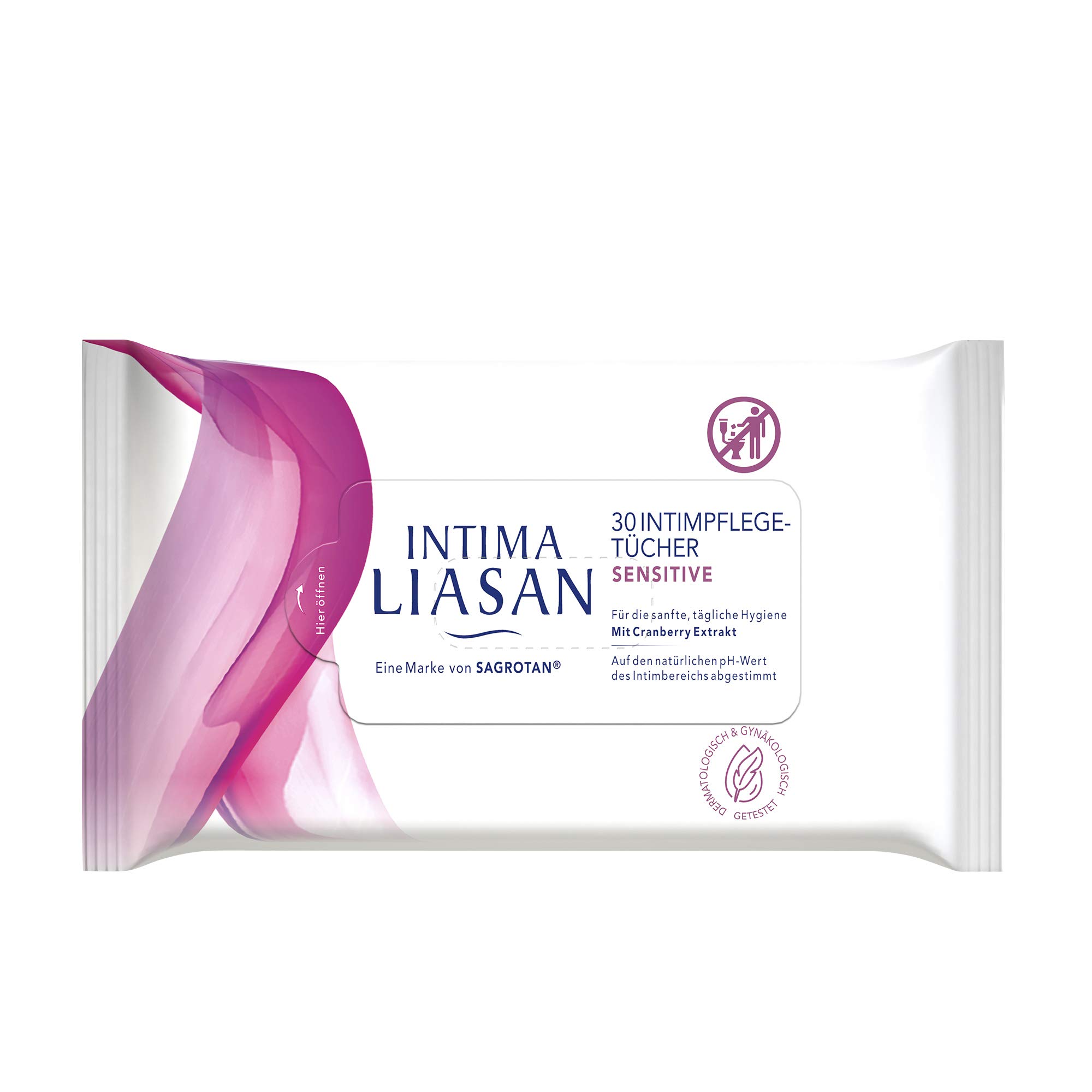 Intima Liasan by Sagrotan chusteczki do higieny intymnej Sensitive, bez mydła i alkoholu, 30 sztuk
