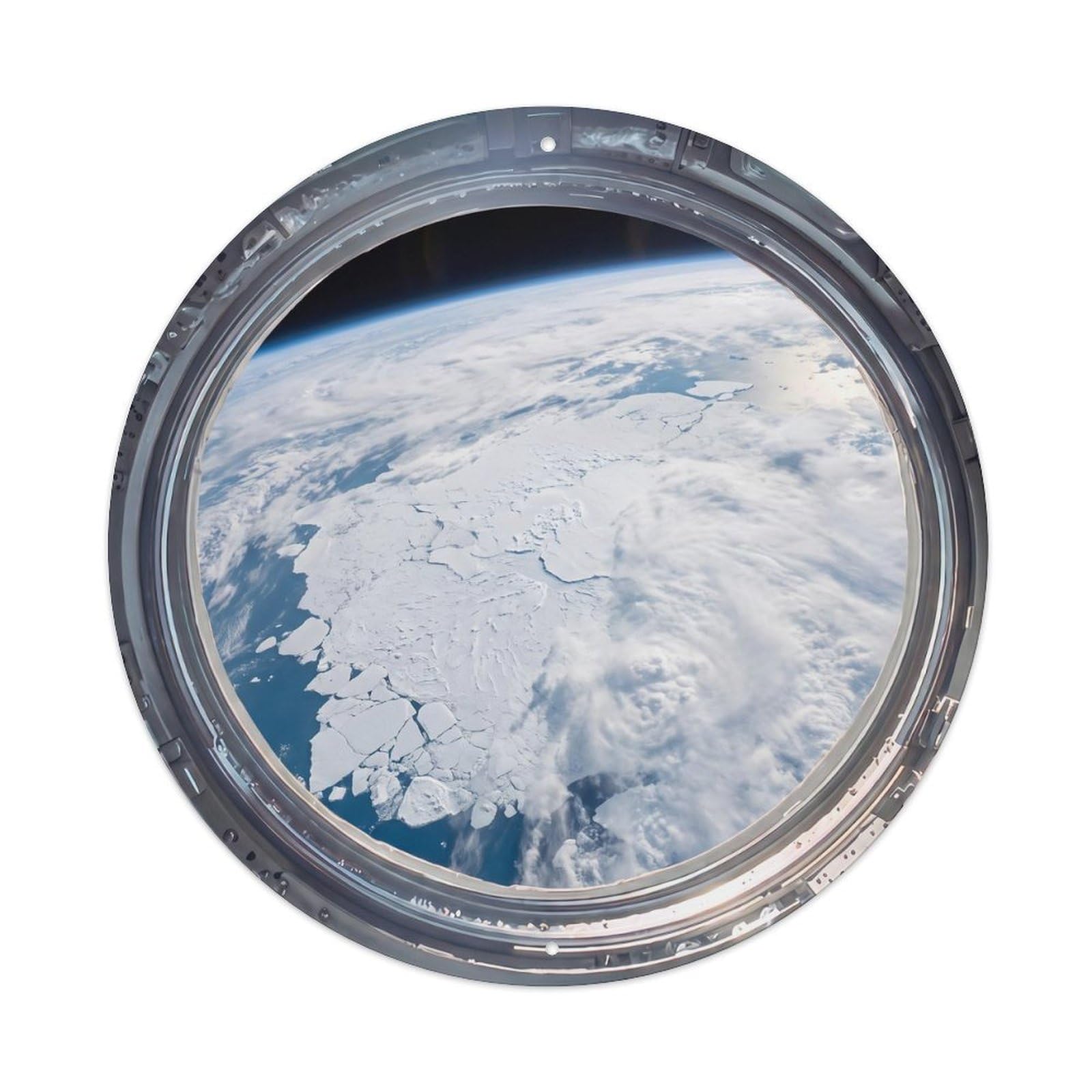 Ice Cap Earth from Space Station Porthole Metal Tin Sign