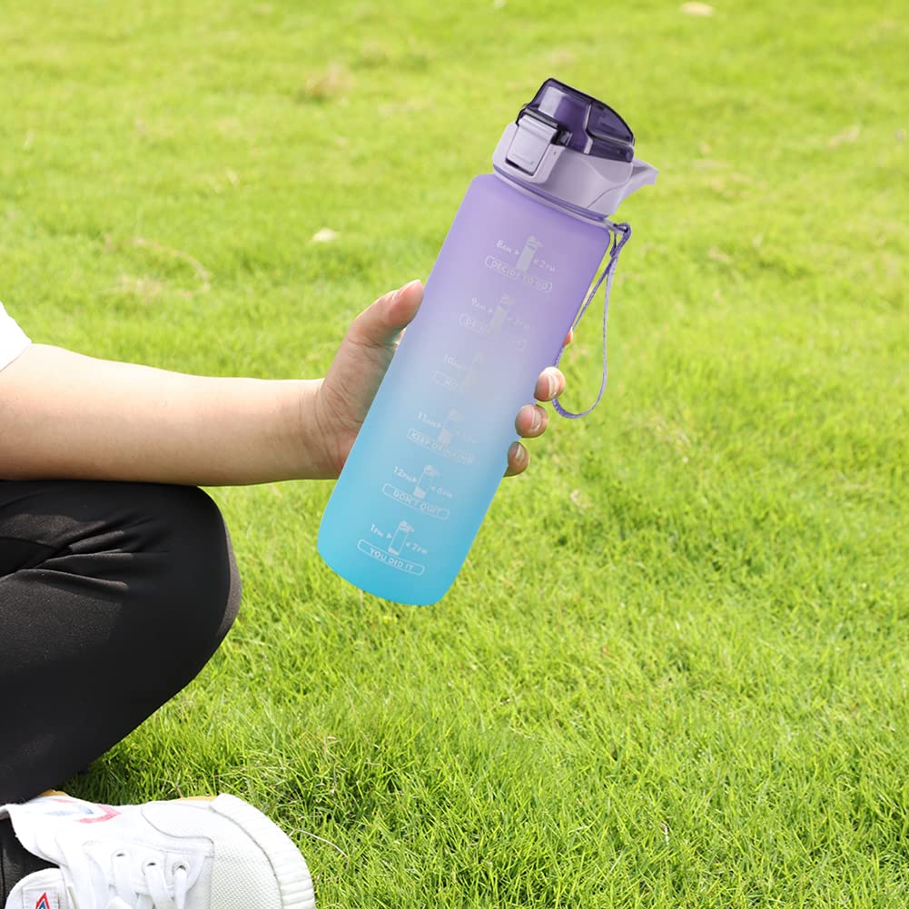 JDXFENG Time Marker Leakproof BPA Frosted Gradient Cup 1000ml Portable Large-Capacity Water Bottle for Outdoor Sports Travel