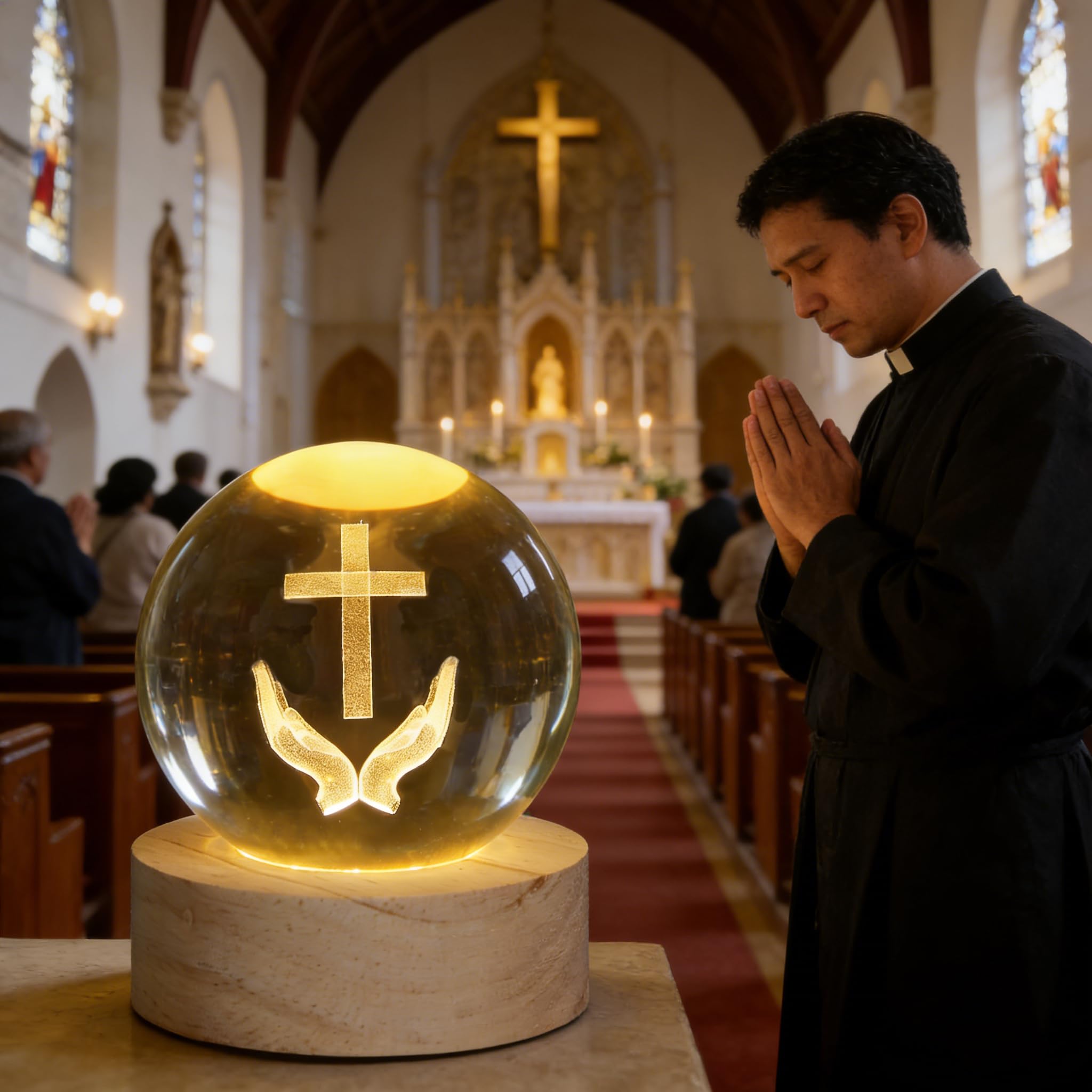 XIANNVXI Boule de Cristal en Croix Papier Poids Religieux Cadeaux Crucifix Papier Poids Cadeaux de Baptême Cadeaux Catholiques Cadeaux Jésus Cadeaux Chrétiens pour Femmes Hommes Décoration de Baptême