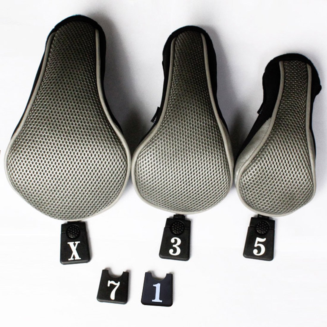 Andux Set di 5 coperture per mazze da golf da 460 cc, per mazze da golf, fairway, collo lungo, nero/verde
