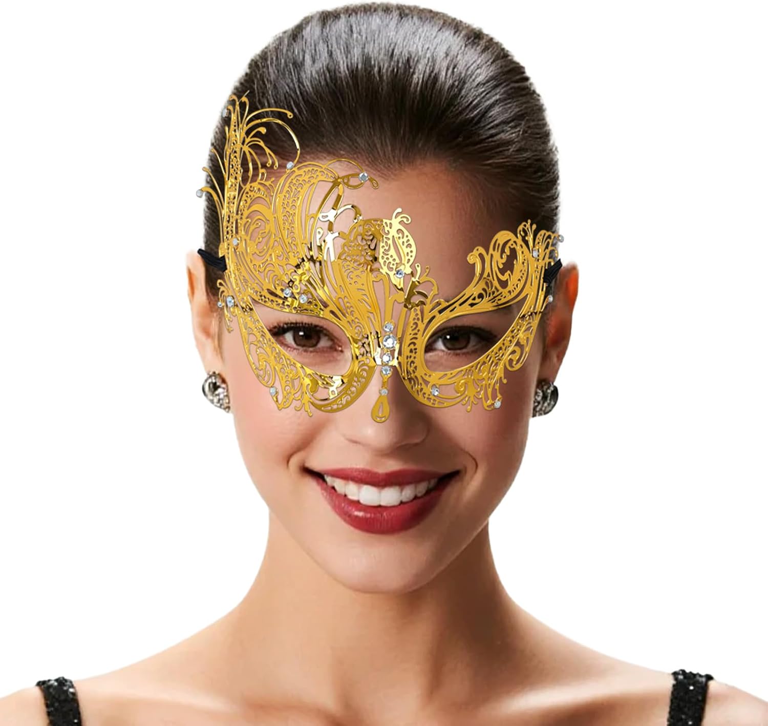 Masquerade Mask for Women, Masquerade Mask for Venetian Ball, Wedding, Mardi Gras&Costume Party, Stretch Cord Design