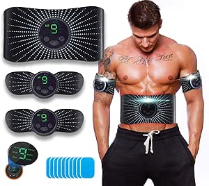 Ceinture EMS Abdominale électronique - Stimulateur Musculaire Fitness - Noir Rechargeable