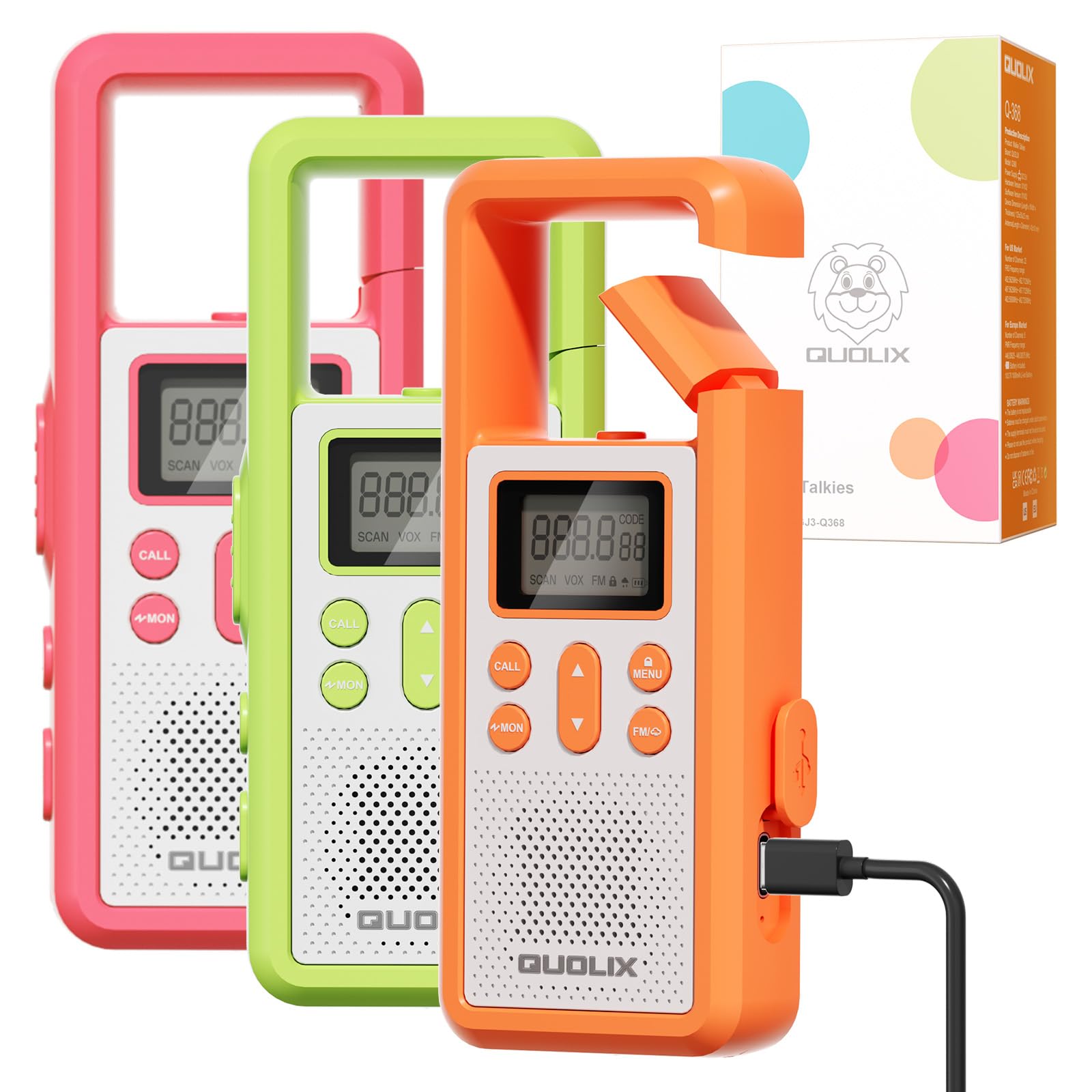 Walkie Talkie Profesional, Recargable con Batería Li-Ion Walkie Talkies Largo Alcance, Diseño de la Hebilla de Escalada 8 Canales VOX Alerta SOS Linterna Incorporado para Exteriores Camping Senderismo — view 11