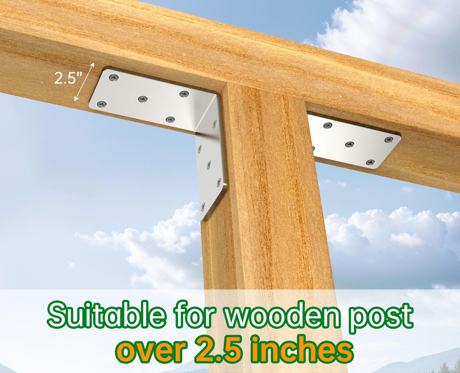 (8 pezzi) Staffe a L resistenti per legno, staffe per mensole in metallo, staffa angolare a 90 gradi, grande staffa ad angolo retto, connettore da palo a fascio 5 x 5 argento