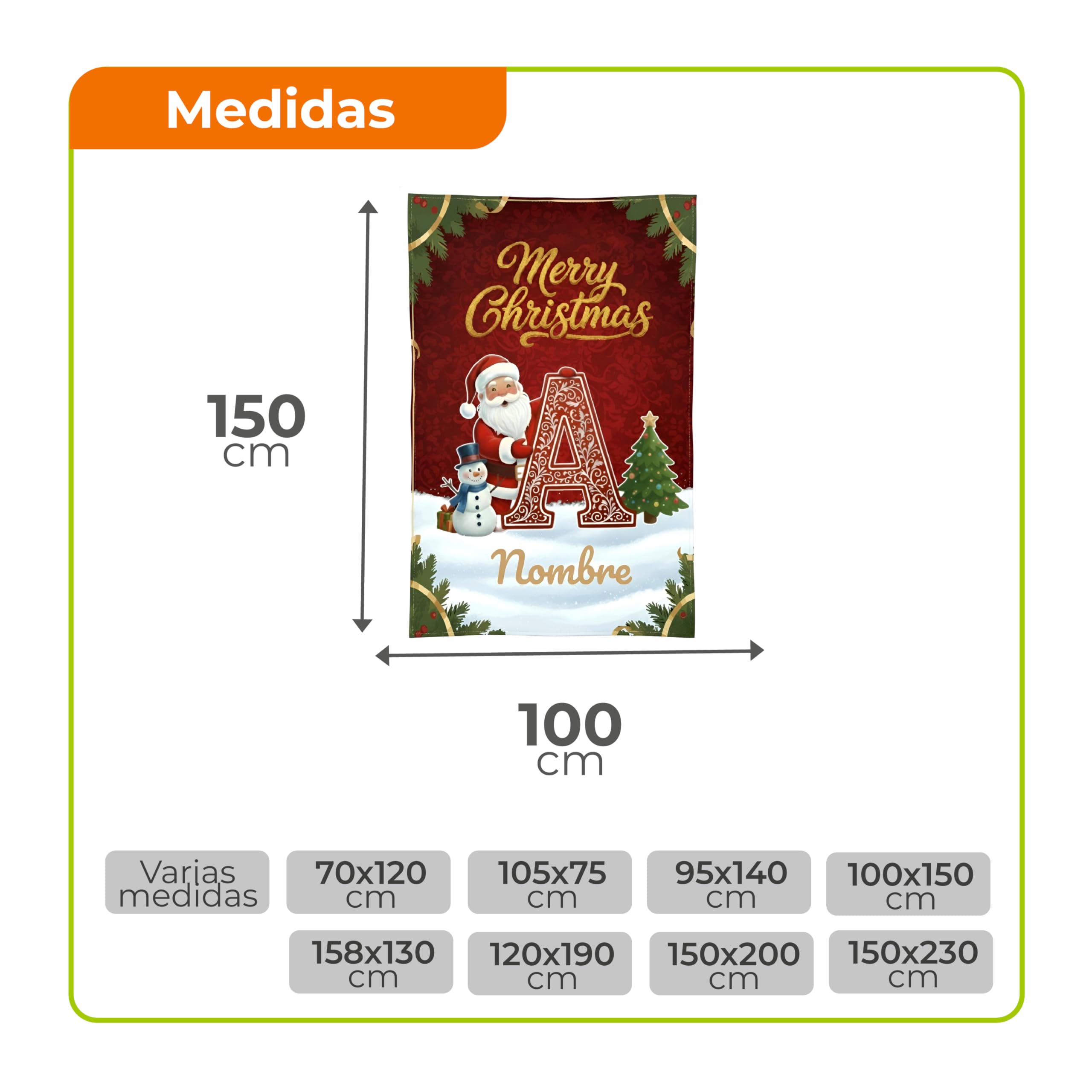 Manta Navideña Personalizada con Nombre (150X230)
