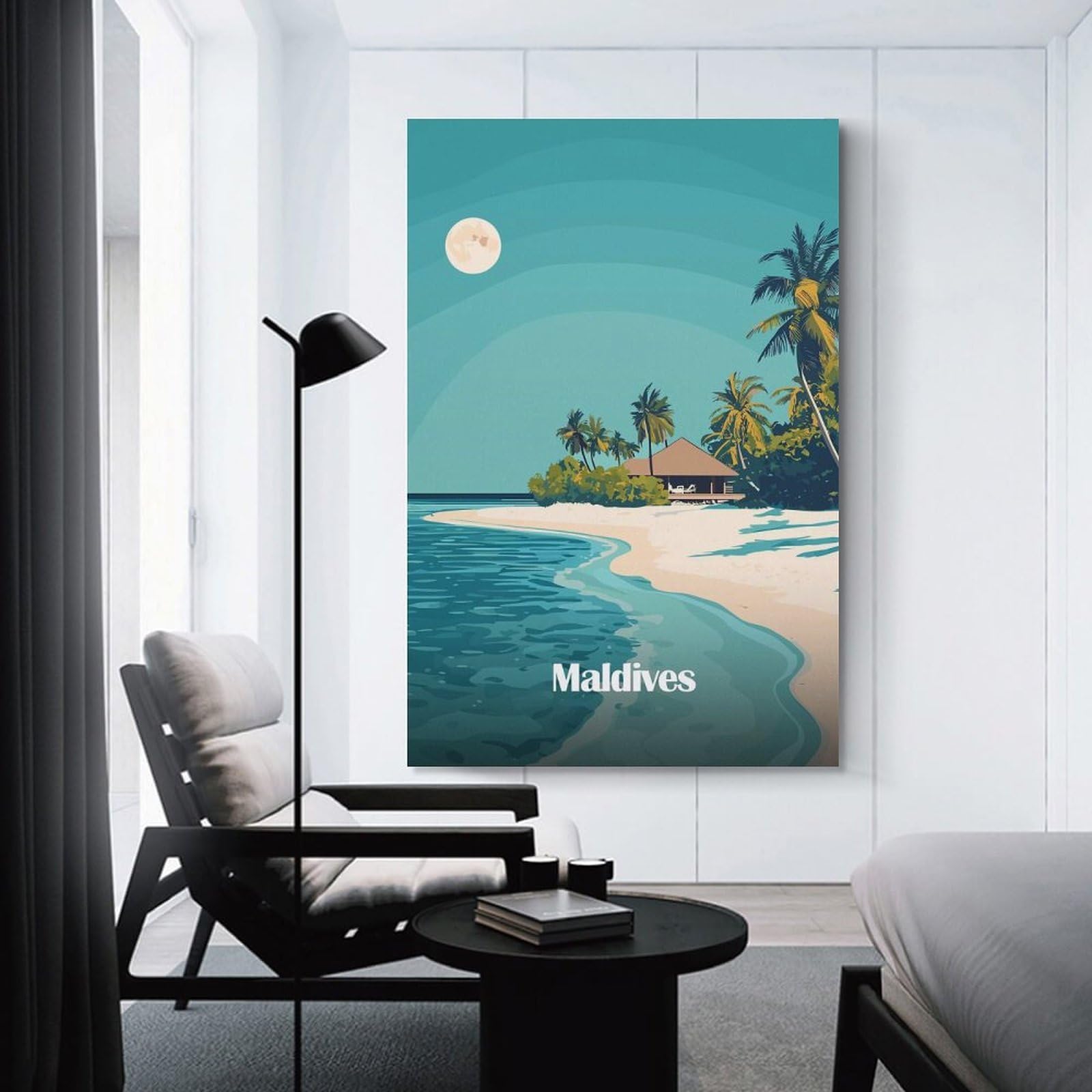 Junmoney Unframe-Style-23 Maldives Island Paradise Wall Decor Canvas Print, 24X36inch(60X90cm), For Lounge, Bedroom Or Personal Spaces, Thoughtful Wall Decor For Art Lovers