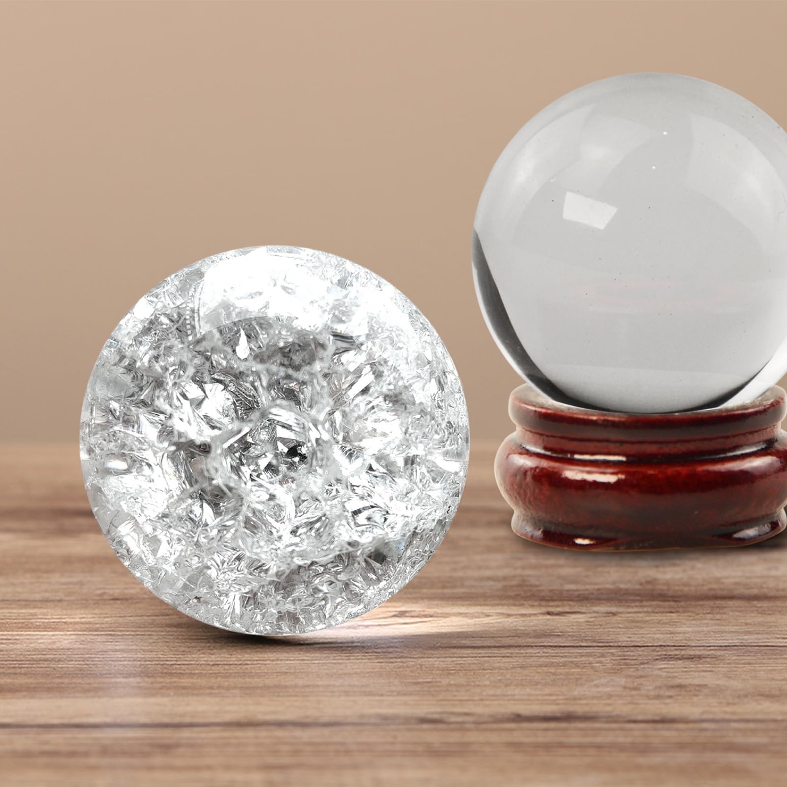 Cristal Transparente Bola Feng Shui 40 mm con Base de Madera