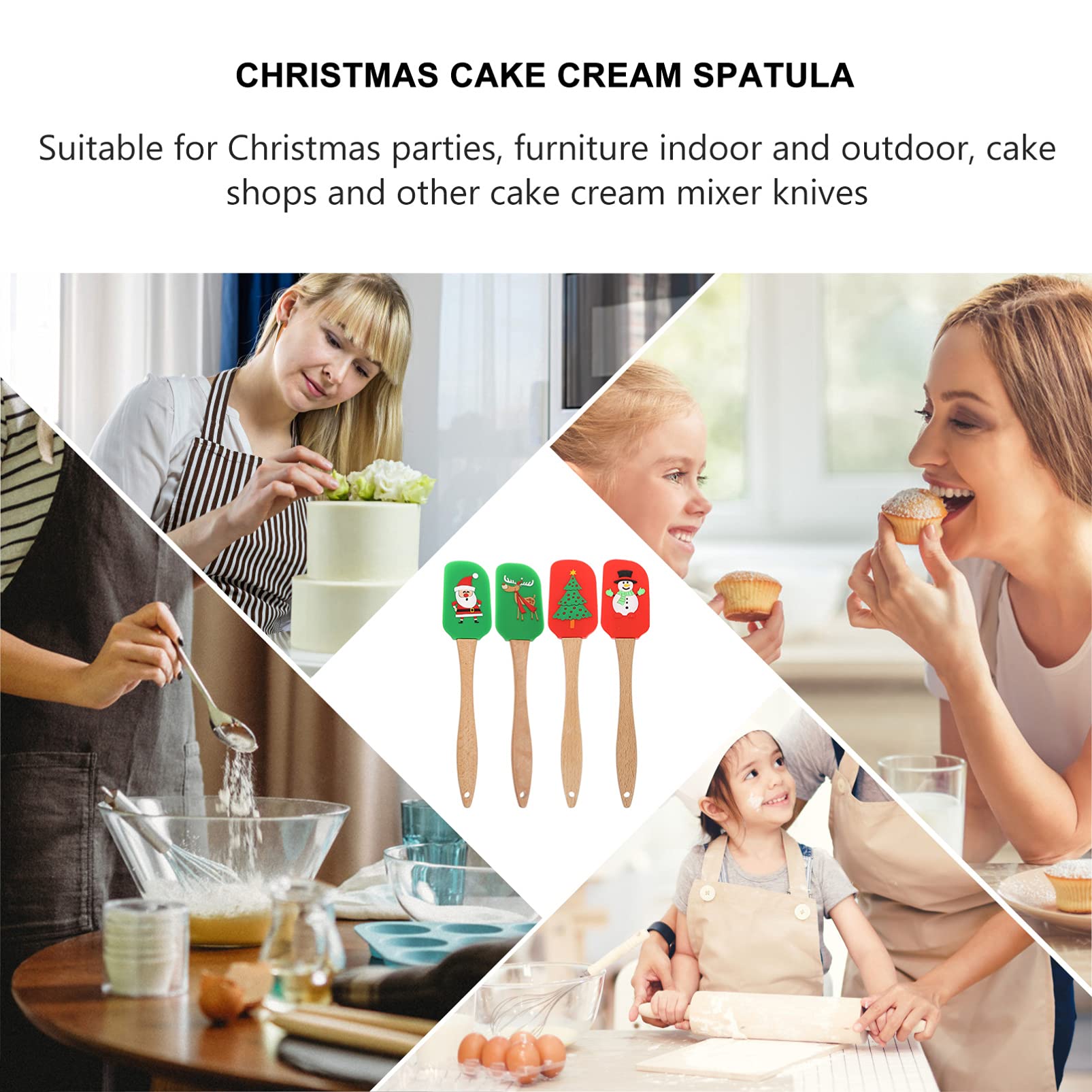 HANABASS 4pièces Grattoir Patisserie Silicone Spatule à Beurre et Raclette à Crème Ustensiles pour Gâteaux Couleur Aléatoire Style Aléatoire