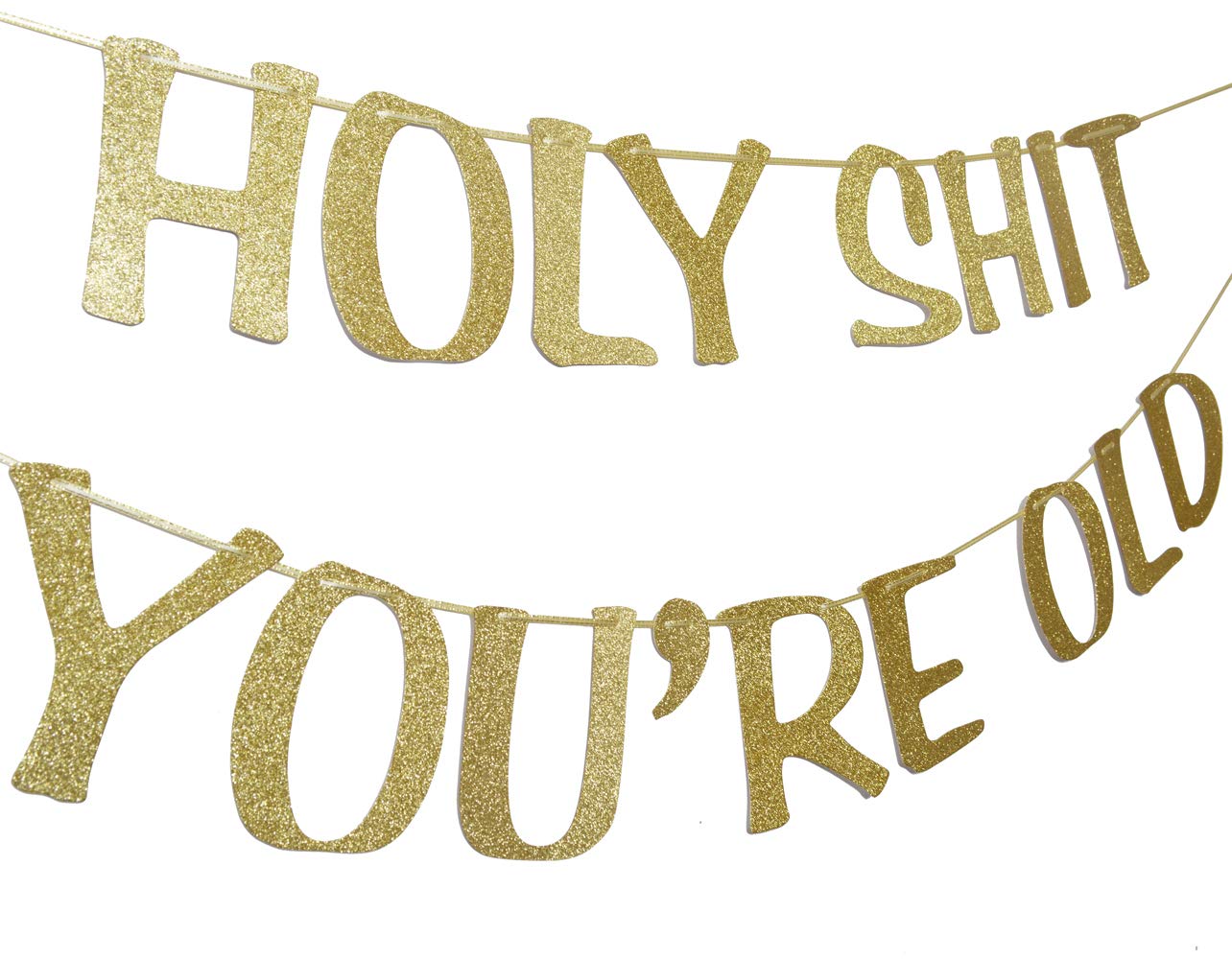 Holy Shit You're Old Banner Gold Glitter for 30th 40th 50h 60th 70th ...