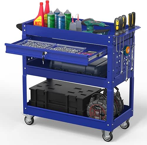 3 Tier Rolling Tool Cart on Wheels, 550 LBS Tool