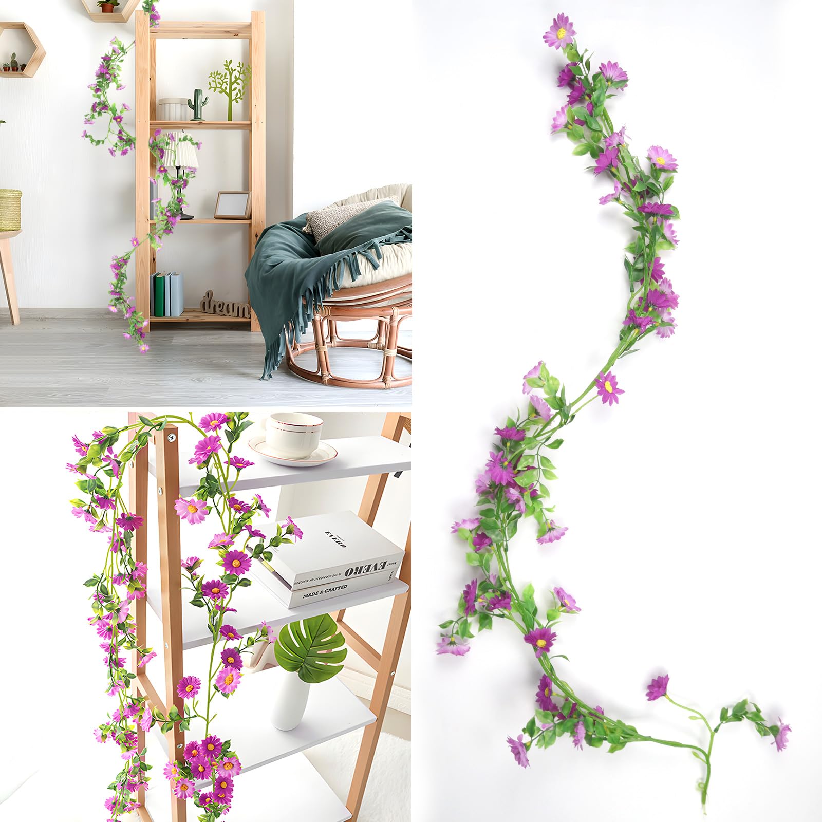 Guirlande Tournesol Artificielle - 4 Pièces De 2,5 M, 11 Fleurs Chacune - Pour Décoration Intérieur/extérieur, Mariage - 6