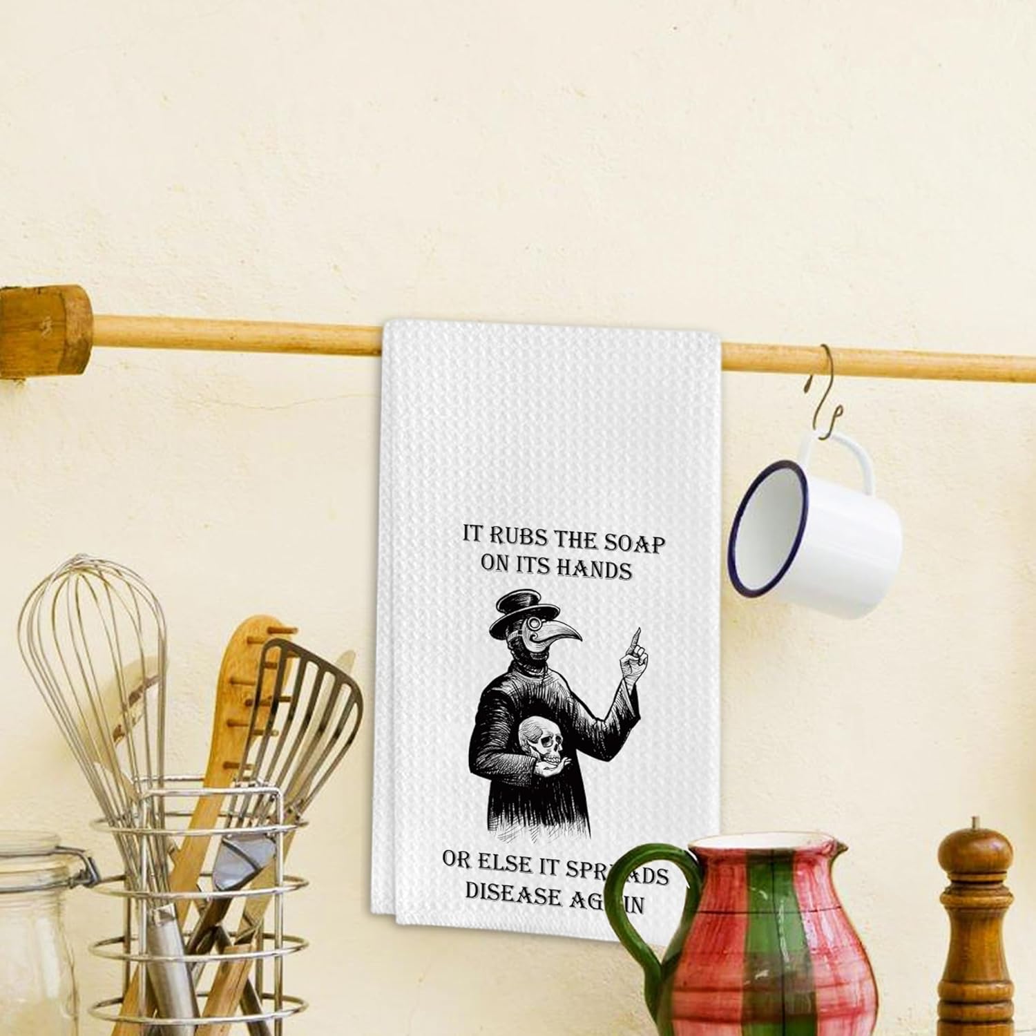 Gothic Design Kitchen Towels, Gothic Gifts for Goth Loversm, Gothic Waffle Weave Kitchen Towels(16x24 Inches) - Image 2