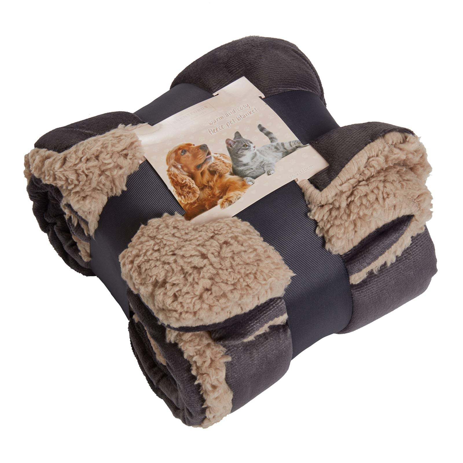 Brentfords Charcoal Grey Dog Blankets Washable Sherpa Reverse Pet Blankets For Dogs Cat Kittens Super Soft Warm Quilted Dog Blanket Fleece Throw Protects For Bed And Sofa, - 75 X 110Cm