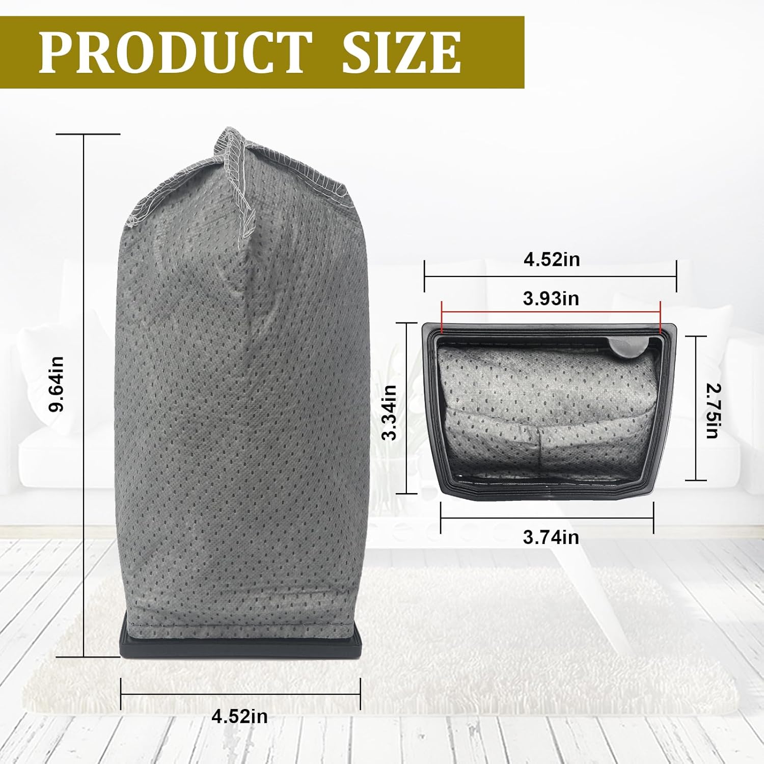 HEPA Cloth Filter Bags Replacement for Hoover Porta Power Swingette S1015 S1029 CH30000 Commercial Canister Vacuum Cleaner Bag, Replace 43662023 (4 Pack)