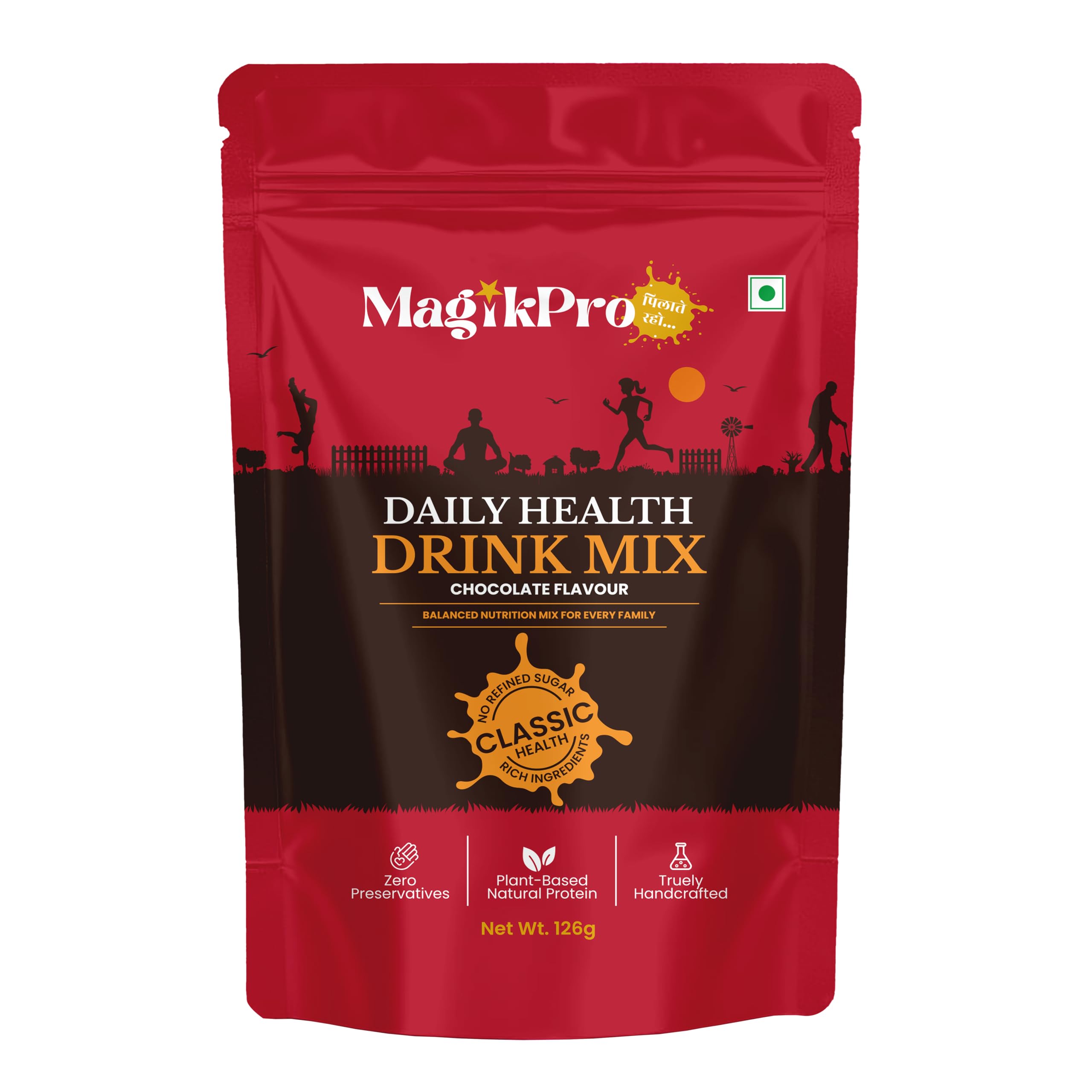 MagikPro Classic Health Chocolate Nutrition Drink, 126g, Plant-Based Protein with Jaggery, Rajgira, Cocoa & Nuts, No Sugar, Boosts Immunity, Strength & Energy, For All Ages - 126g.-image-28