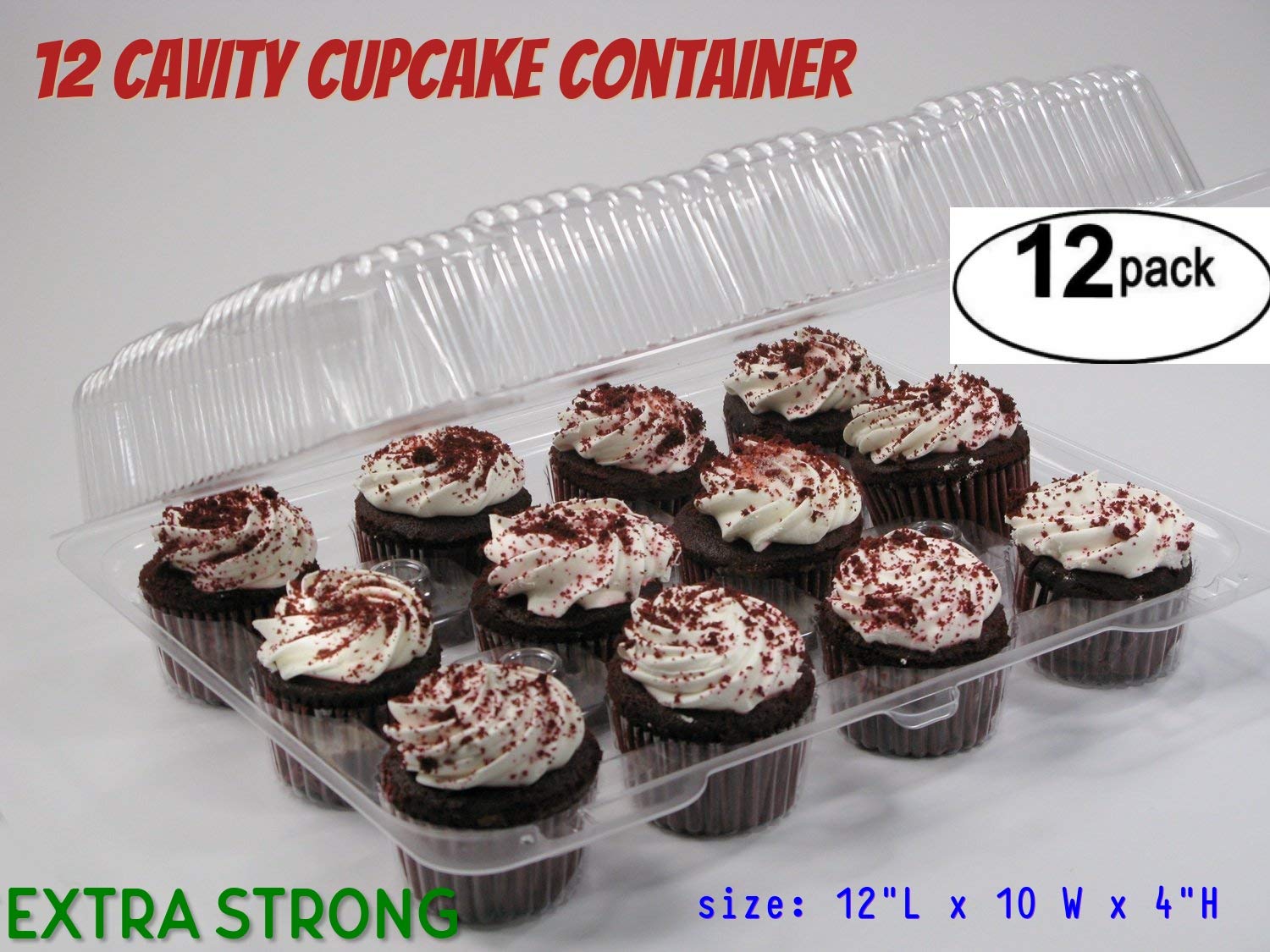 Cupcake-Boxen mit 12 Mulden, 12 Cupcake- und Muffin-Behälter, 12 Stück, Cupcake-Behälter, Kunststoff, Einweg-Dutzend Cupcake-Behälter, 12 Stück (12 Fächer)