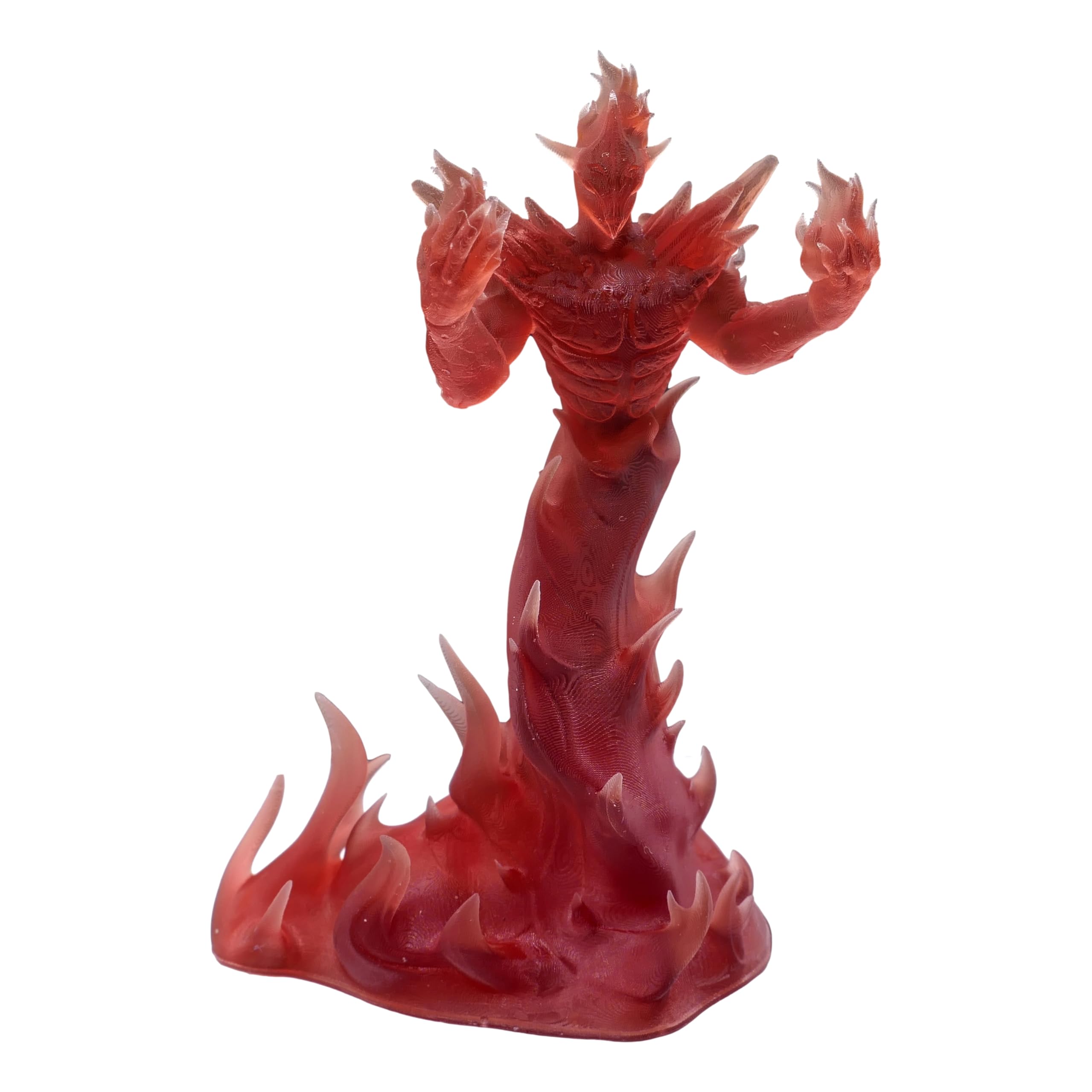Fire Elemental paintable miniature 3D printed with plant based resin (Red)