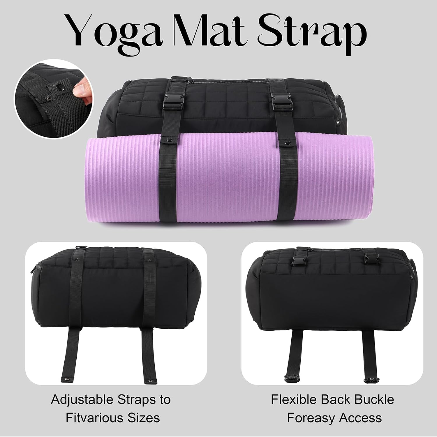 Large Gym Bag for Women, Puffy Sports Duffel Bag with Yoga Mat Holder