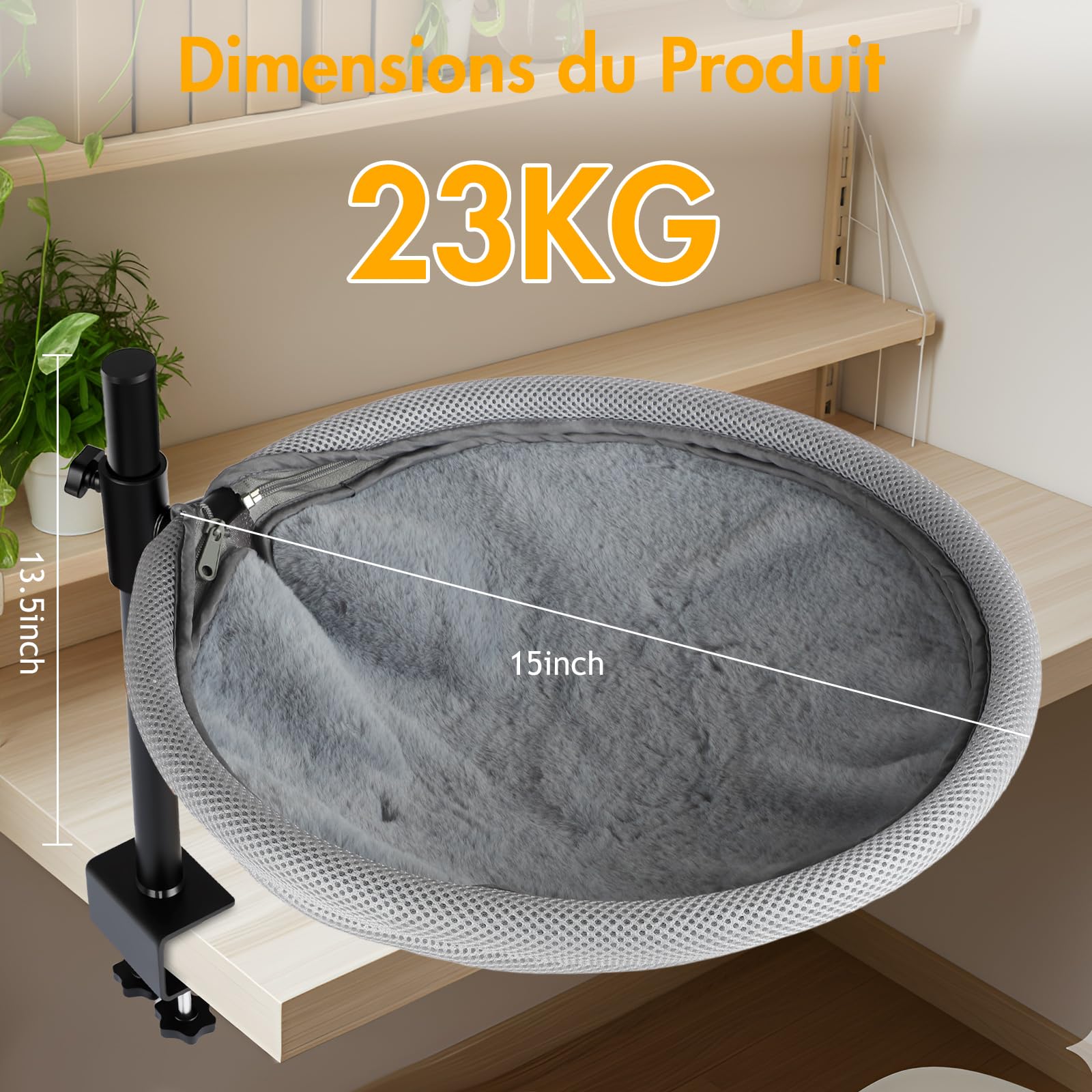 lit de Bureau pour Chat 360 ° Hauteurs supérieure et inférieure réglables Lit de Bureau d'hiver d'été Hamac pour Chats Tapis de hamac pour Votre Bureau