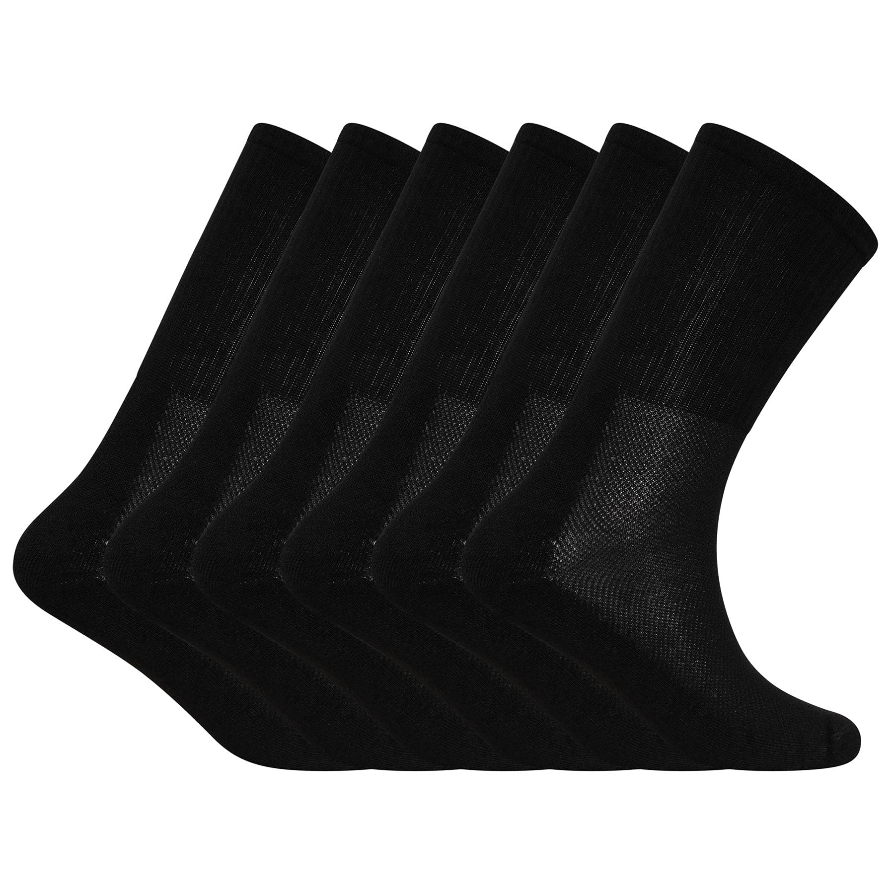 Soxy Unisex Black Bamboo Sport Socks - 6 Pack Ladies Calf Size Bamboo Organic Cotton Running Sport Socks - Anti Bacterial Socks - Uk Size 4-6