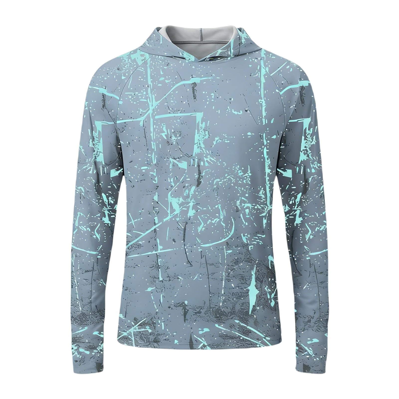 Generisch Felpa con cappuccio a maniche lunghe con protezione solare UPF 50+, da uomo, leggera, per corsa, escursionismo e sport all'aria aperta, materiale traspirante con protezione UV, ideale per le