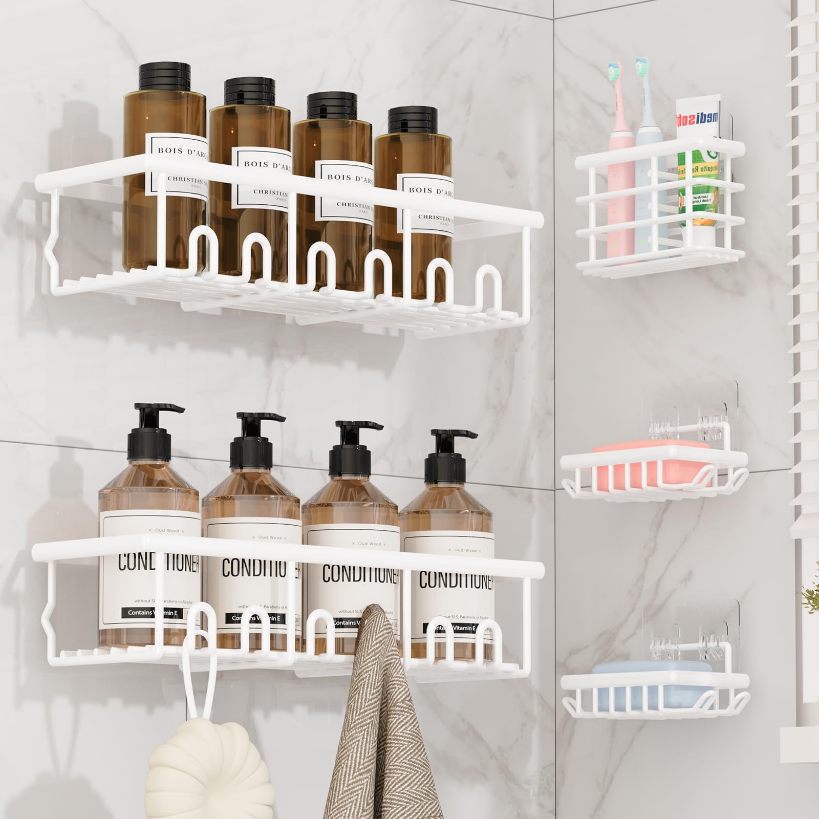 Adhesive Bathroom Holders - 5 Pack, No Drilling! -24 Adhesive Bathroom Holders - 5 Pack, No Drilling! -24