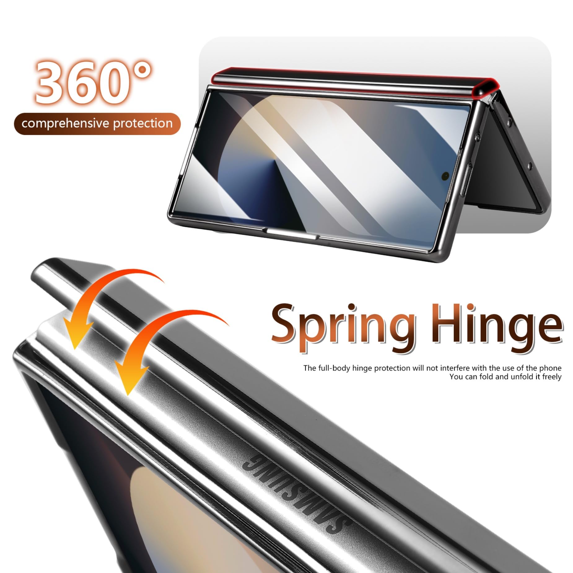 Funda para Samsung Galaxy Z Fold 6,360 Grados Antigolpes Cuero Genuino Case con Protector Vidrio Templado Integrado y magnético Soporte Monedero Carcasa para Samsung Z Fold6,Brown