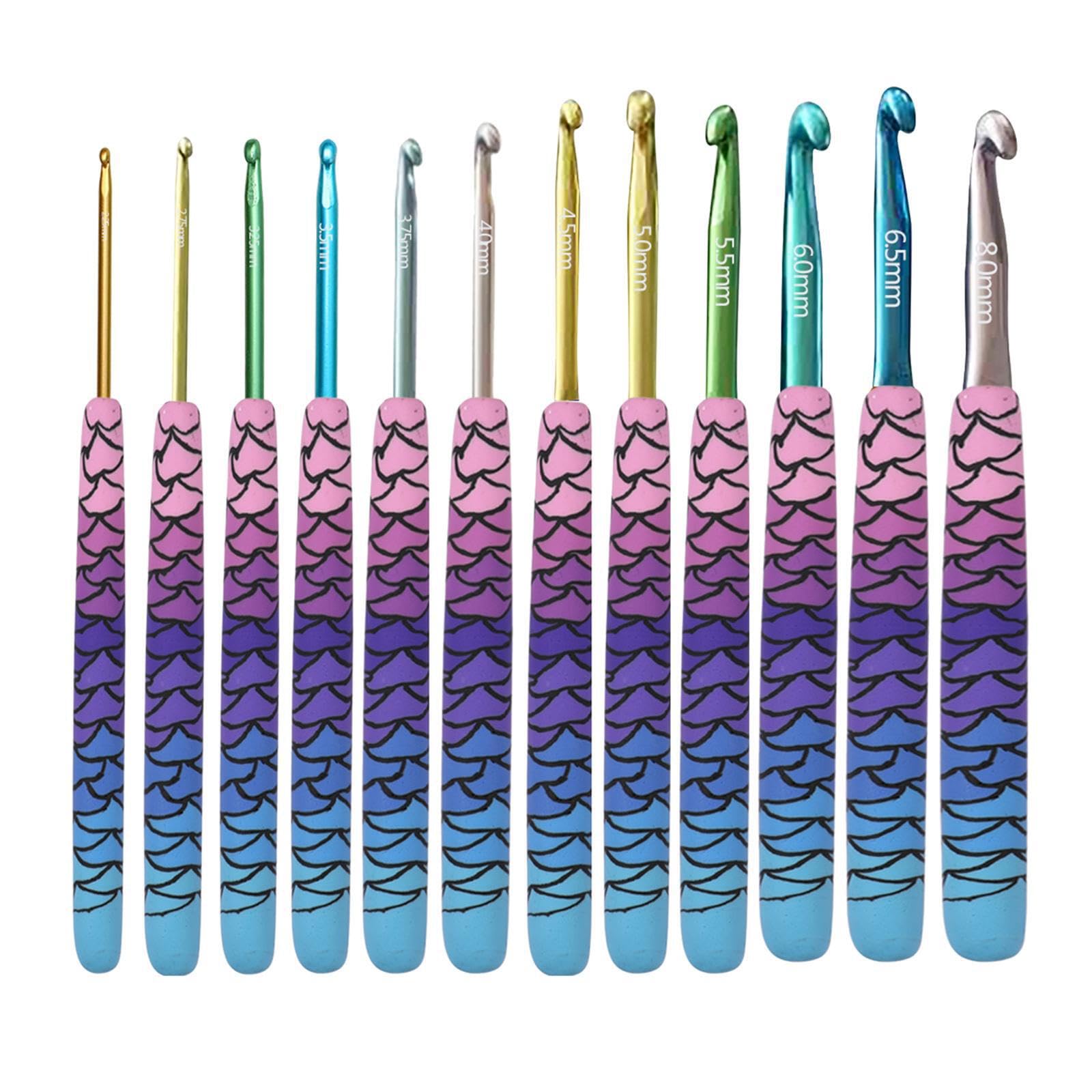 KIXZSAZ Crochet Hooks Set Aluminum 9 Pieces with Multicolor Options Beginners Yarn Craft Creativity Ergonomic Soft Grip Handle Crocheting Sewing Tool Smooth.