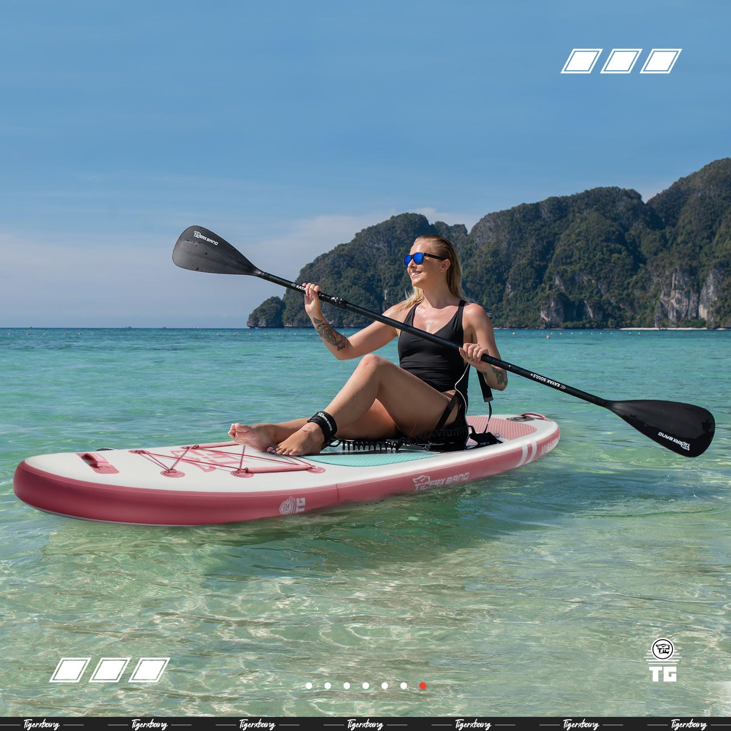TIGERXBANG Tabla de surf de pie con remo, tabla de surf hinchable, colección Defender Pro