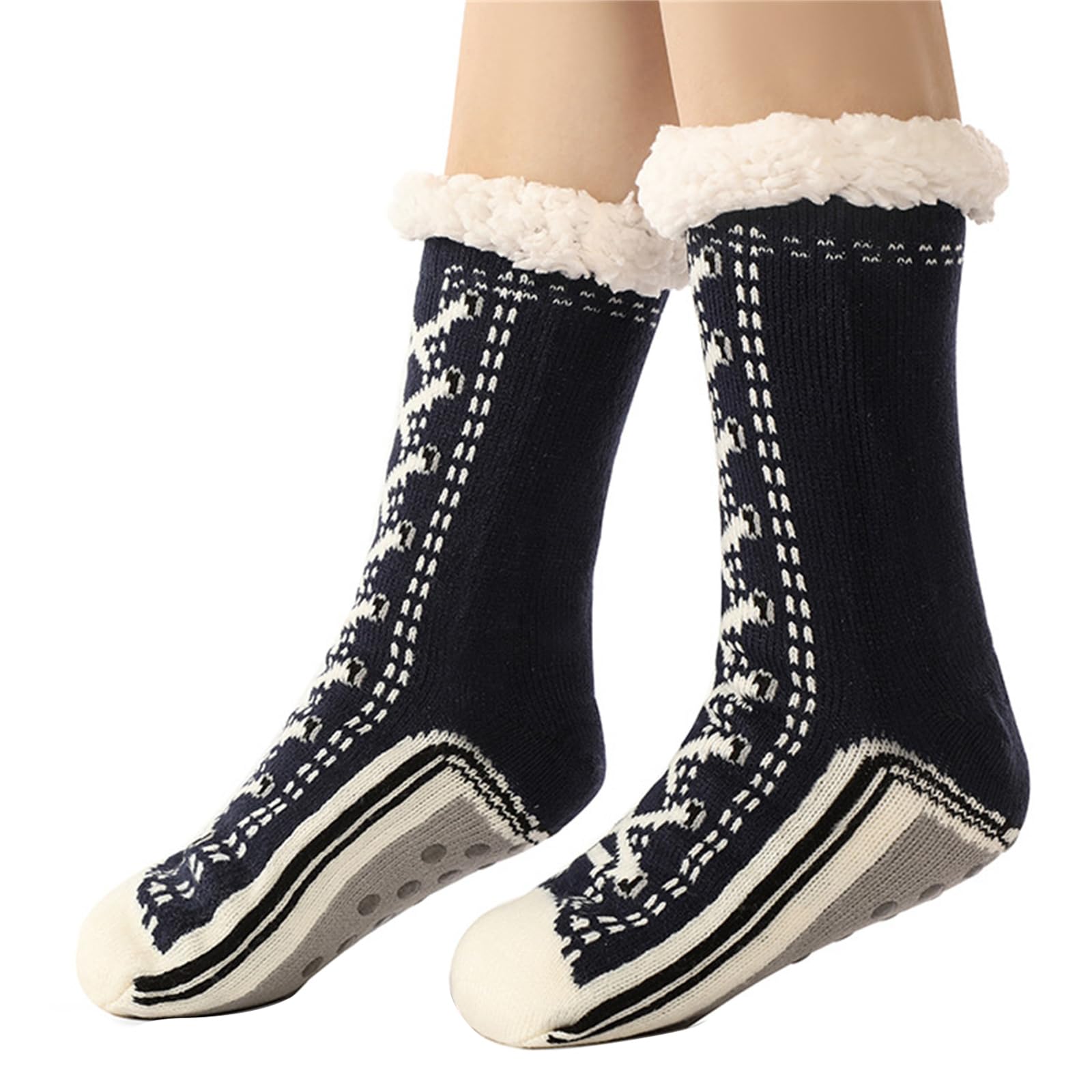 Maxtonser Fun Sneaker Print Fleece Lined Thermal Warm Fuzzy Slipper Socks with Nonslip Soles Designs for Cold Weather Indoor Use