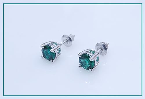 Miniatura 3 de Dazzlingrock Collection Aretes solitarios redondos de 0.217 in para ella en plata de ley 925