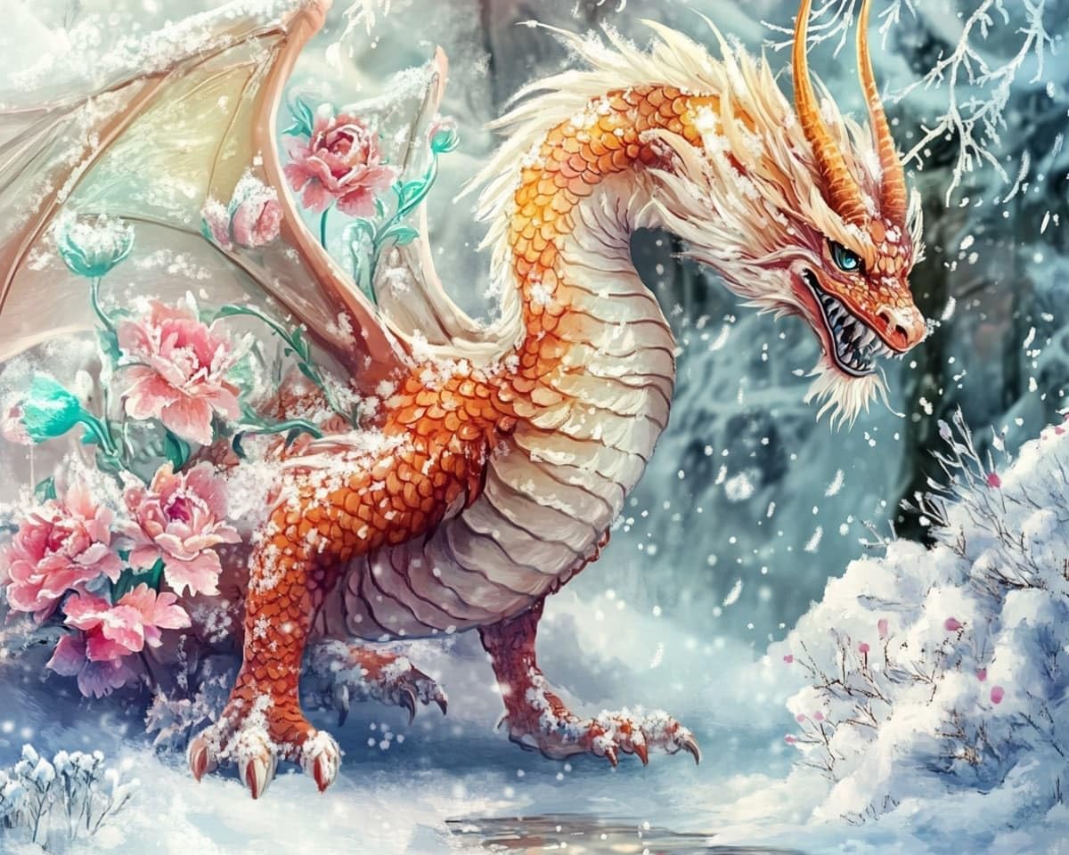 AxiangziK Cross Stitch Kits for Adults Beginners,Dragon in the Snow Stamped Cross Stitch Kits,11 CT Embroidery Needlepoint Kits Home Decor,16x20inch