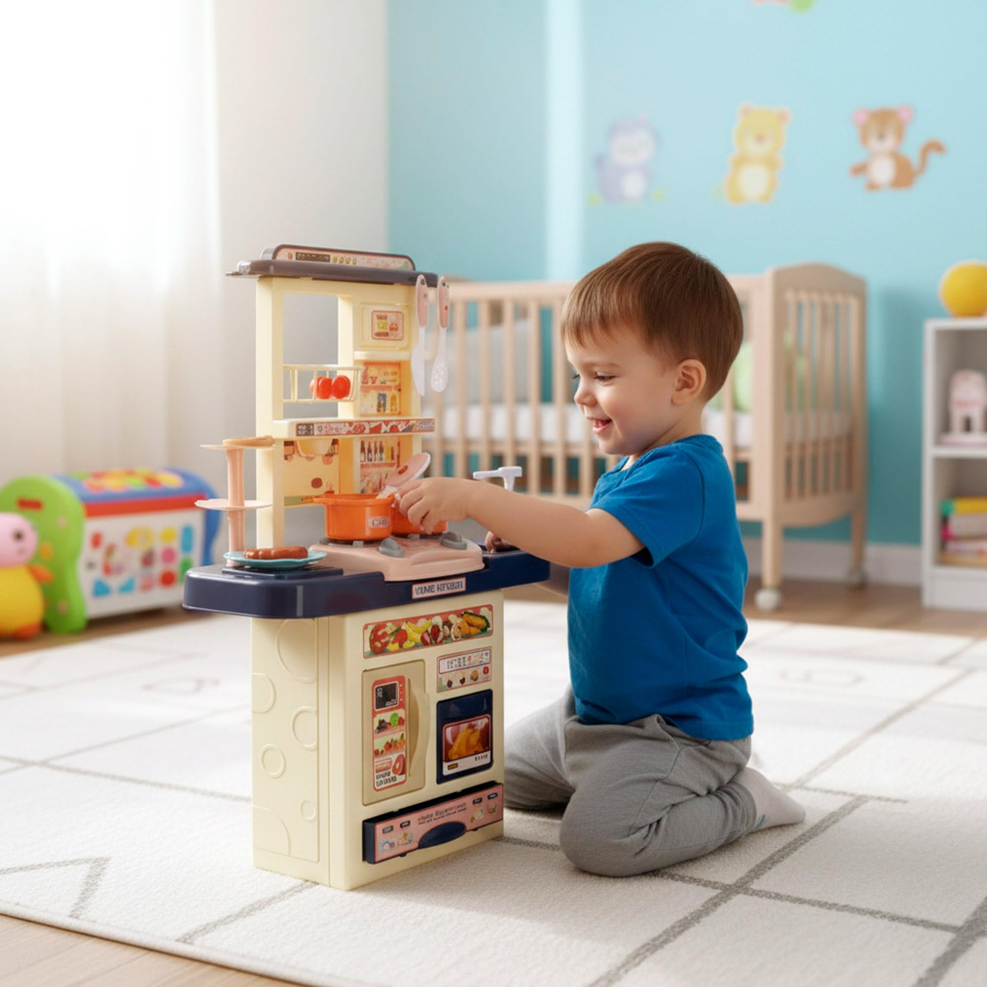 COLORBABY My Home Cocina de Juguete 46x19x64 cm, Luz, Sonido y Efectos, Incluye Accesorios, Juguetes simbólicos, Juego de cocinar, Juegos para niños y niñas, Regalos niños, A Partir 3 años (39570)