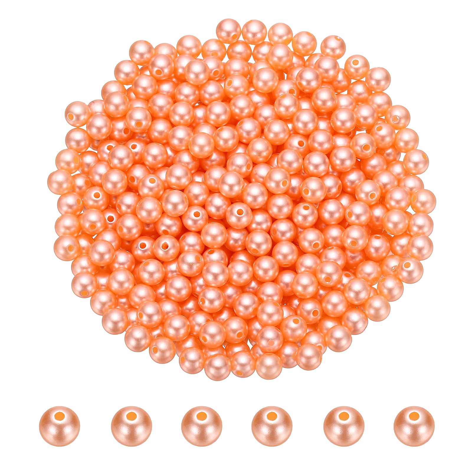 PATIKIL 6mm Colored Pearls, 500Pcs Pearl Beads for Jewelry Making Round ABS Craft Beads with Holes for Jewelry Making DIY Crafts Necklace Bracelet Earring Sewing Home Decor, Champagne